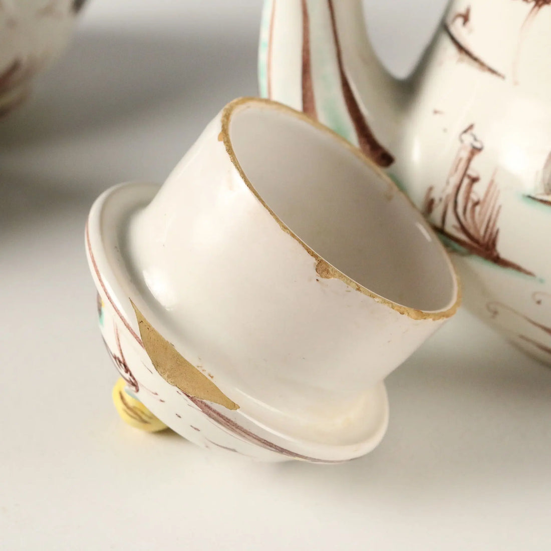 Antique Tea and Coffee Set Majolica Angelo Levantino Italy XX Century