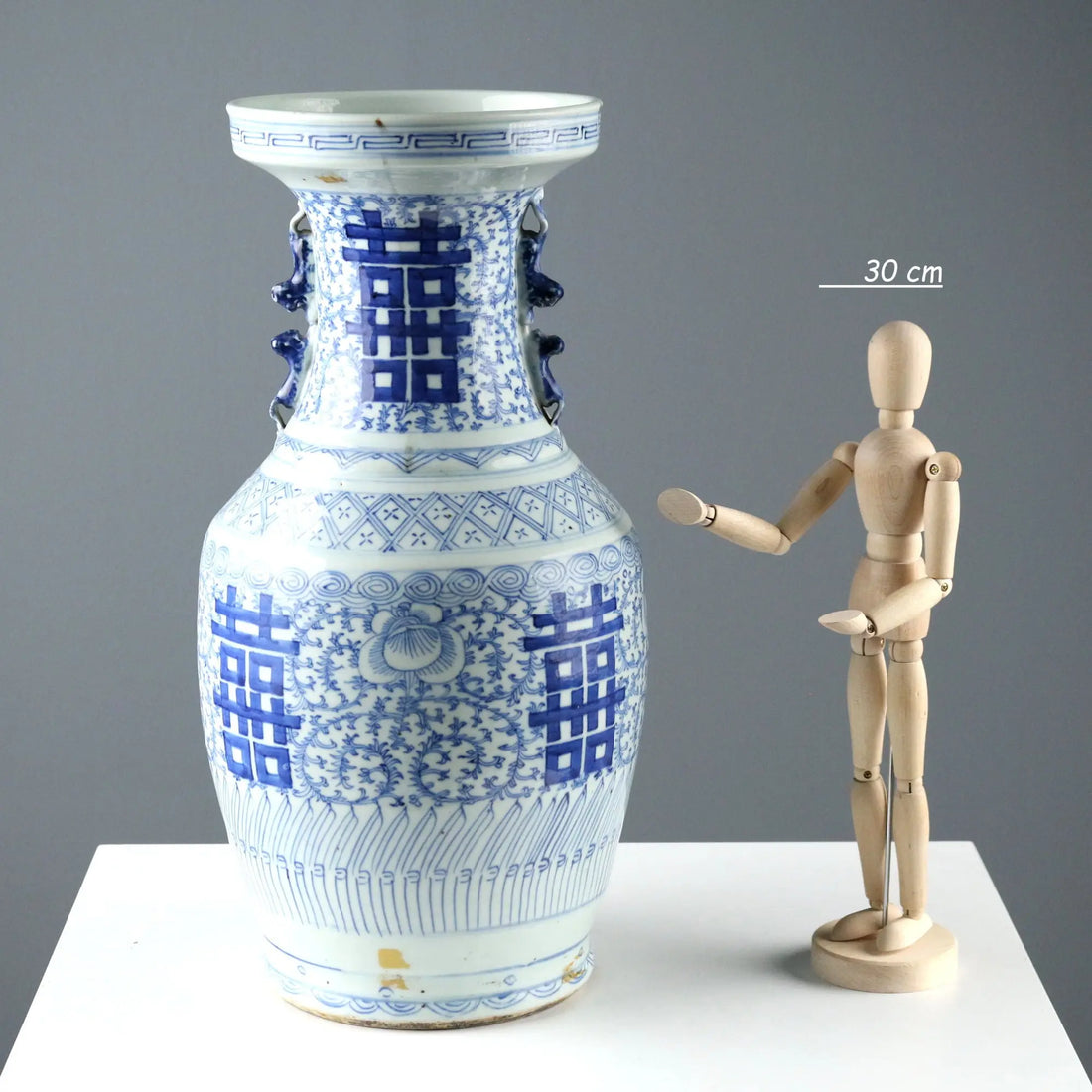 Antique Vase Decorated Porcelain Shuangxi XX Century