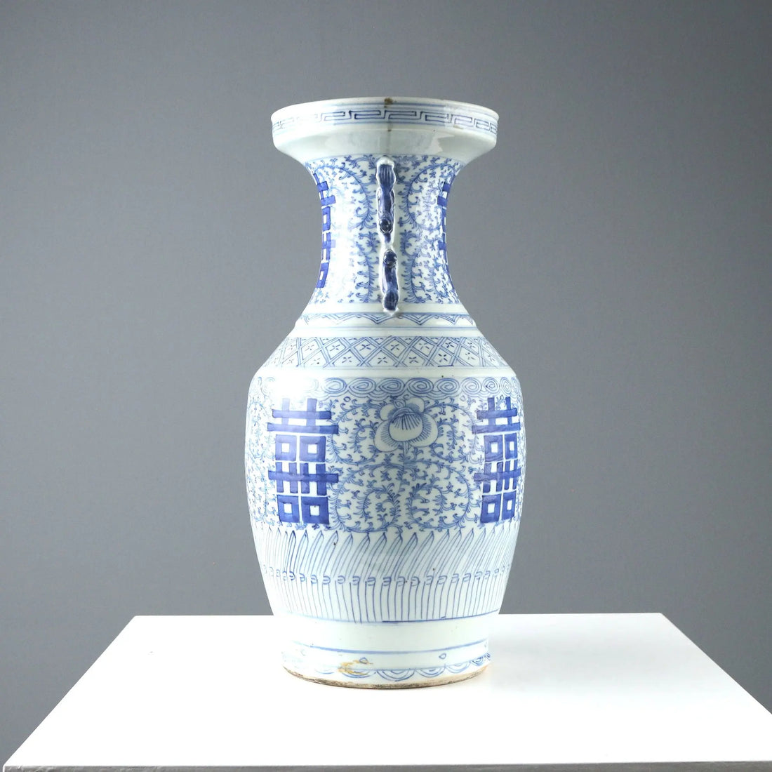 Antique Vase Decorated Porcelain Shuangxi XX Century