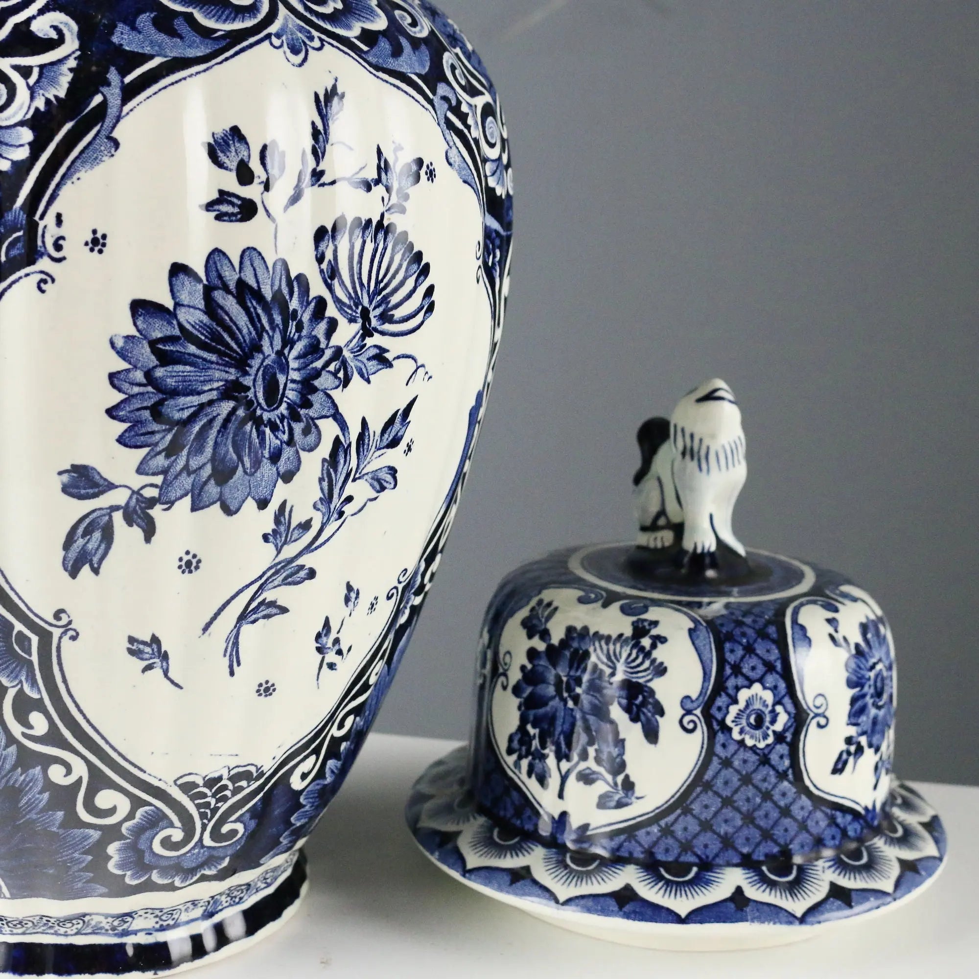 Antique Vase White Ceramic Decorations Netherlands XX Century