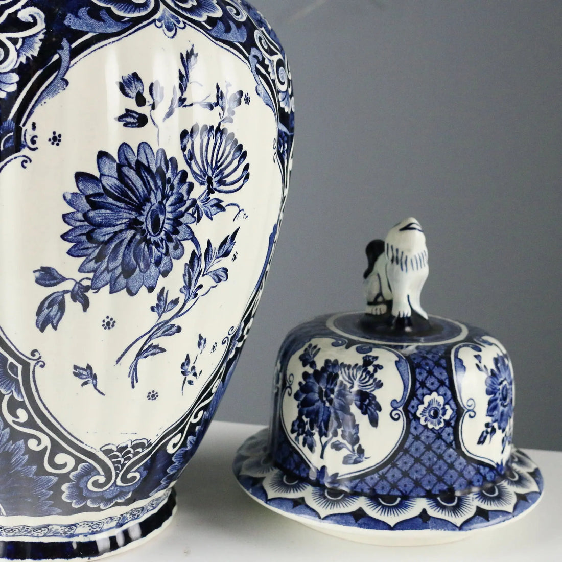 Antique Vase White Ceramic Decorations Netherlands XX Century
