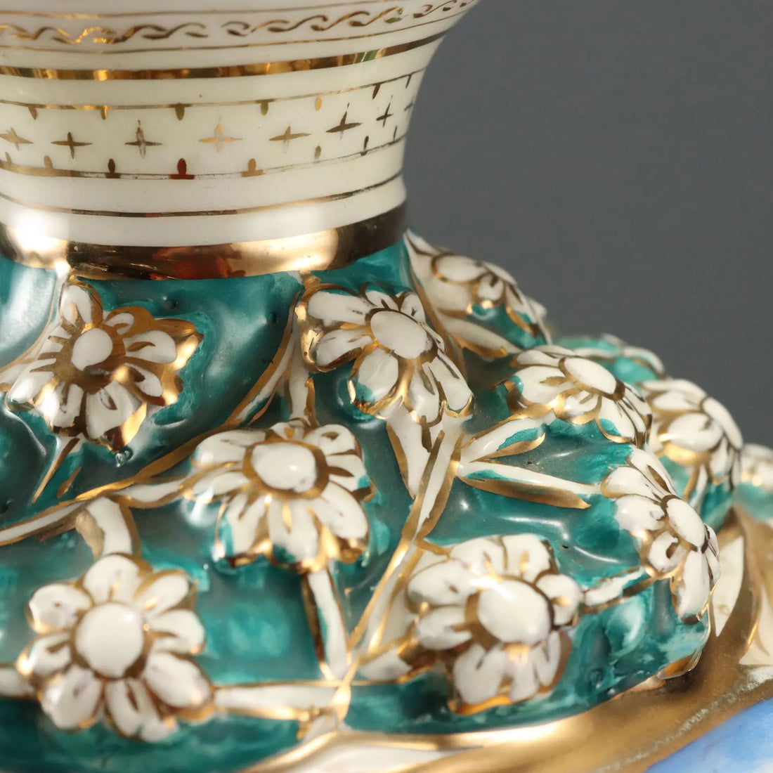 Antique Vase Ceramic Decoration with Flowers Italy XX Century