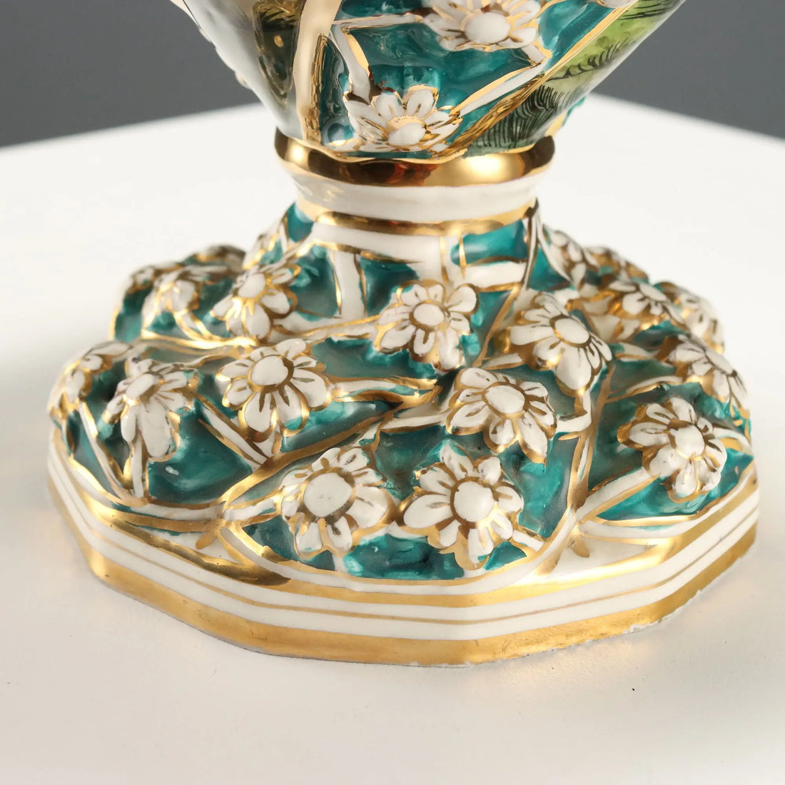 Antique Vase Ceramic Decoration with Flowers Italy XX Century