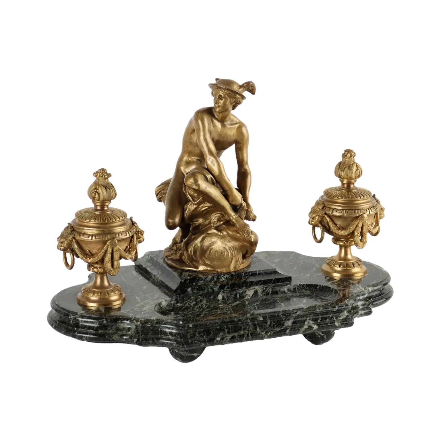 Inkwell by Jean-Marie Pigalle Bronze Marble France XIX Century | Antiques | Fancy Goods
