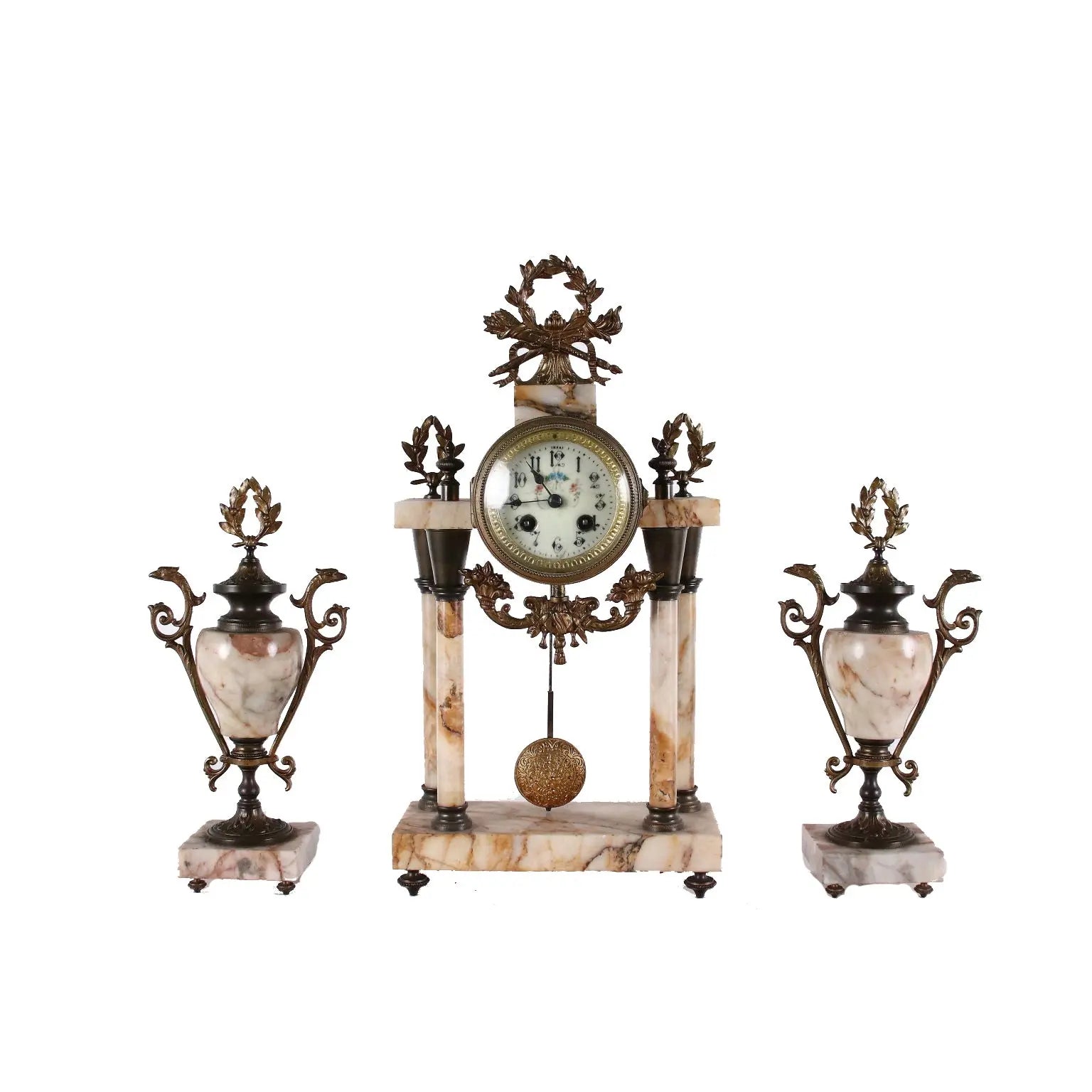 Antique Triptych Marble and Bronze Clock France XIX Century - France Second half of the 19th century | Antiques | Fancy Goods