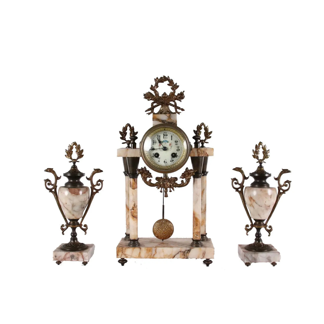 Antique Triptych Marble and Bronze Clock France XIX Century - France Second half of the 19th century | Antiques | Fancy Goods