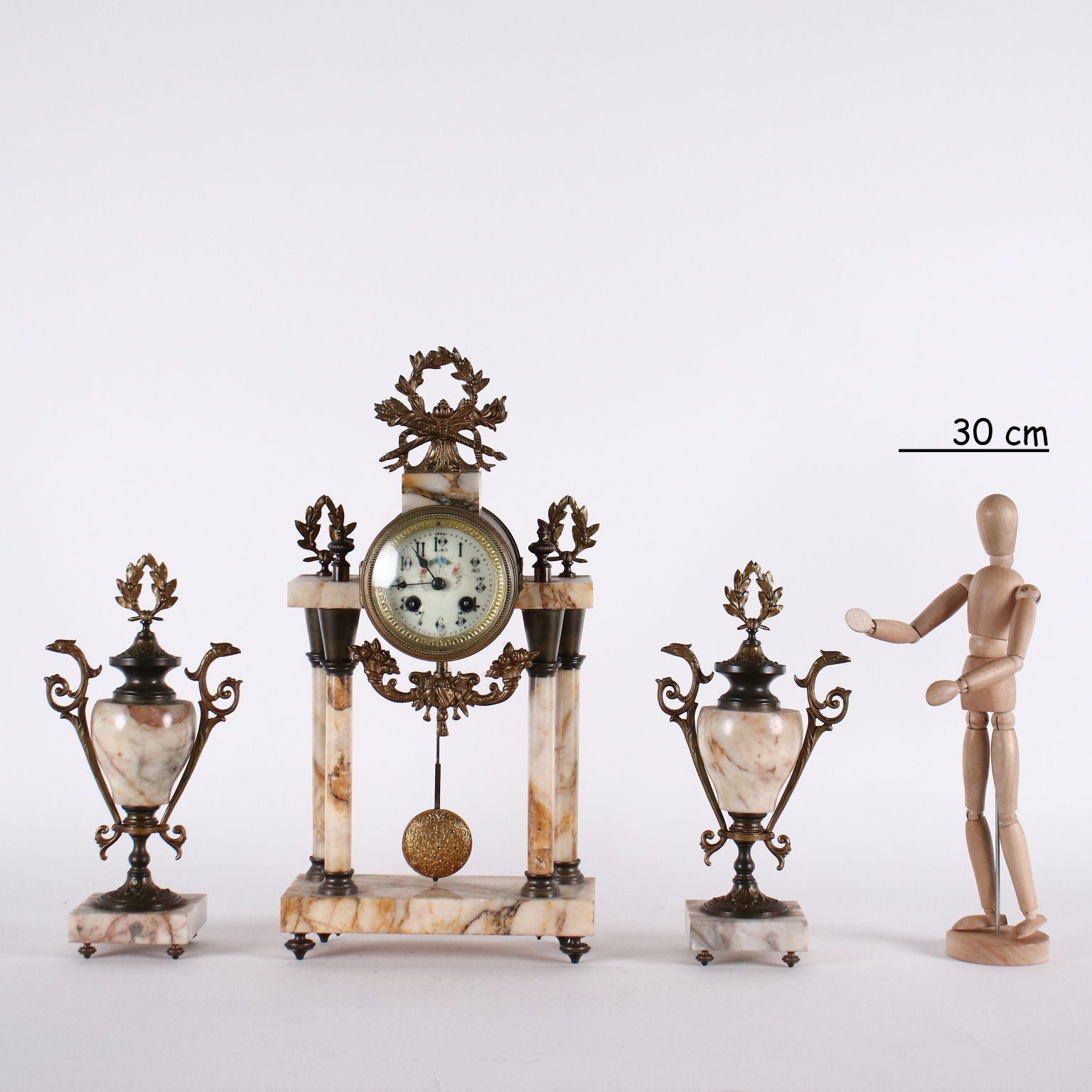 Antique Triptych Marble and Bronze Clock France XIX Century - France Second half of the 19th century | Antiques  Fancy Goods