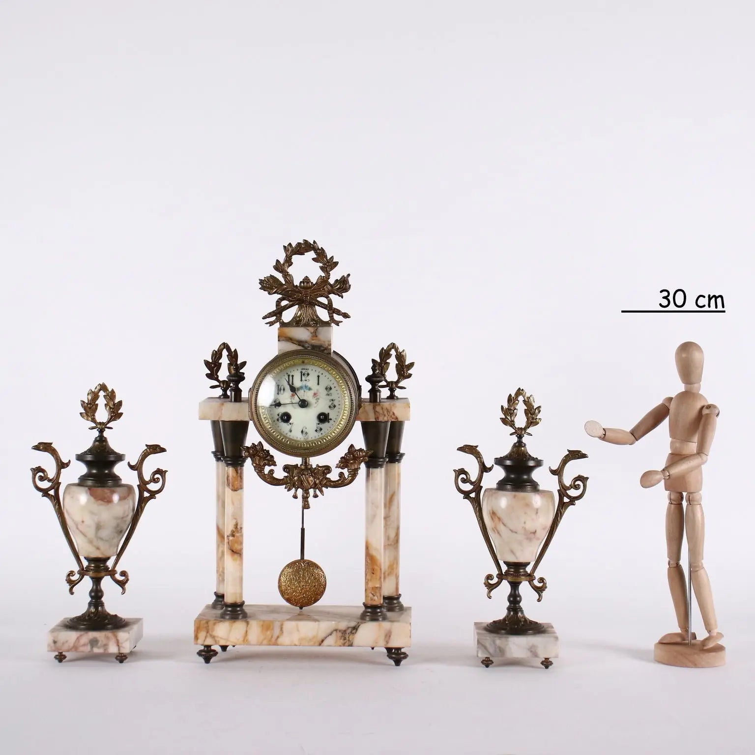 Antique Triptych Marble and Bronze Clock France XIX Century - France Second half of the 19th century | Antiques | Fancy Goods
