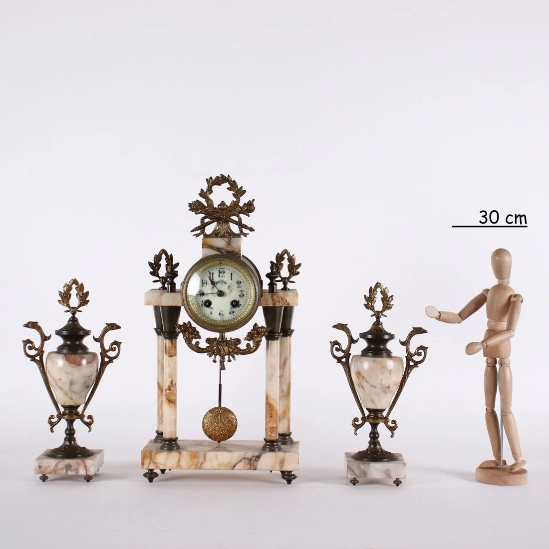 Antique Triptych Marble and Bronze Clock France XIX Century - France Second half of the 19th century | Antiques | Fancy Goods
