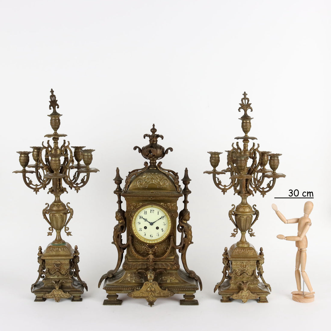 Triptych Clock Bronze France XIX Century - France Last Fourth 19th Century | Antiques  Fancy Goods