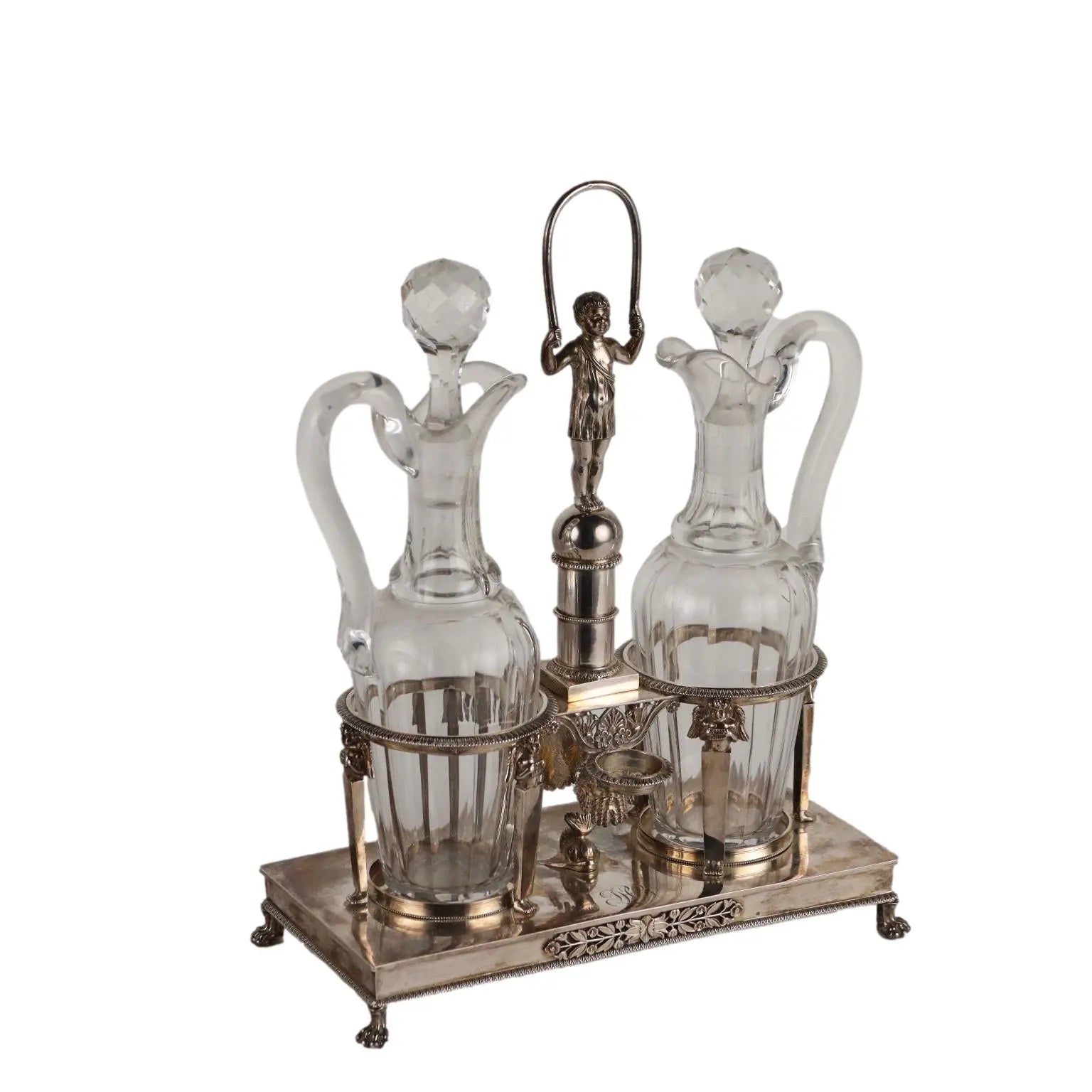 Ancient Vinegar Bottle Dupezard Paris '800 Embossed Silver Crystal - Paris 1809-1819 | Antiques  Fancy Goods