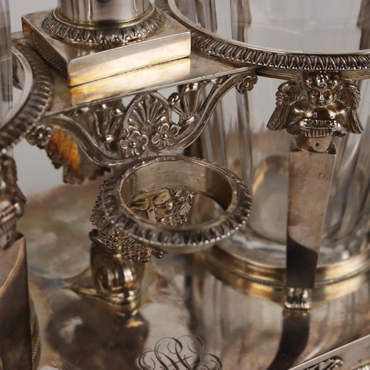 Ancient Vinegar Bottle Dupezard Paris '800 Embossed Silver Crystal - Paris 1809-1819 | Antiques  Fancy Goods