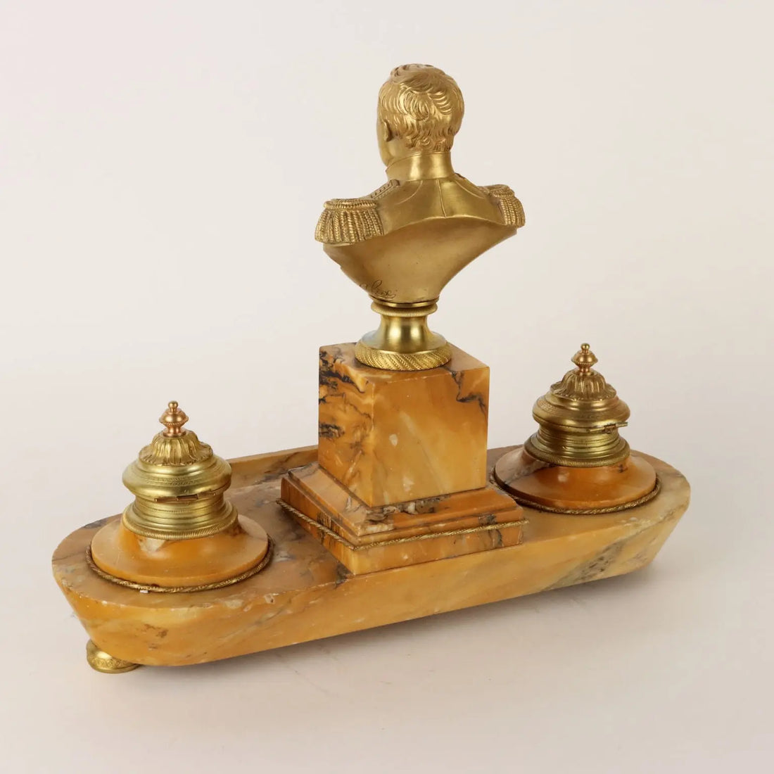 Inkwell in Yellow Marble and Gilded Bronze Italy XIX Century - Italy, Late XIX Century | Antiques | Fancy Goods