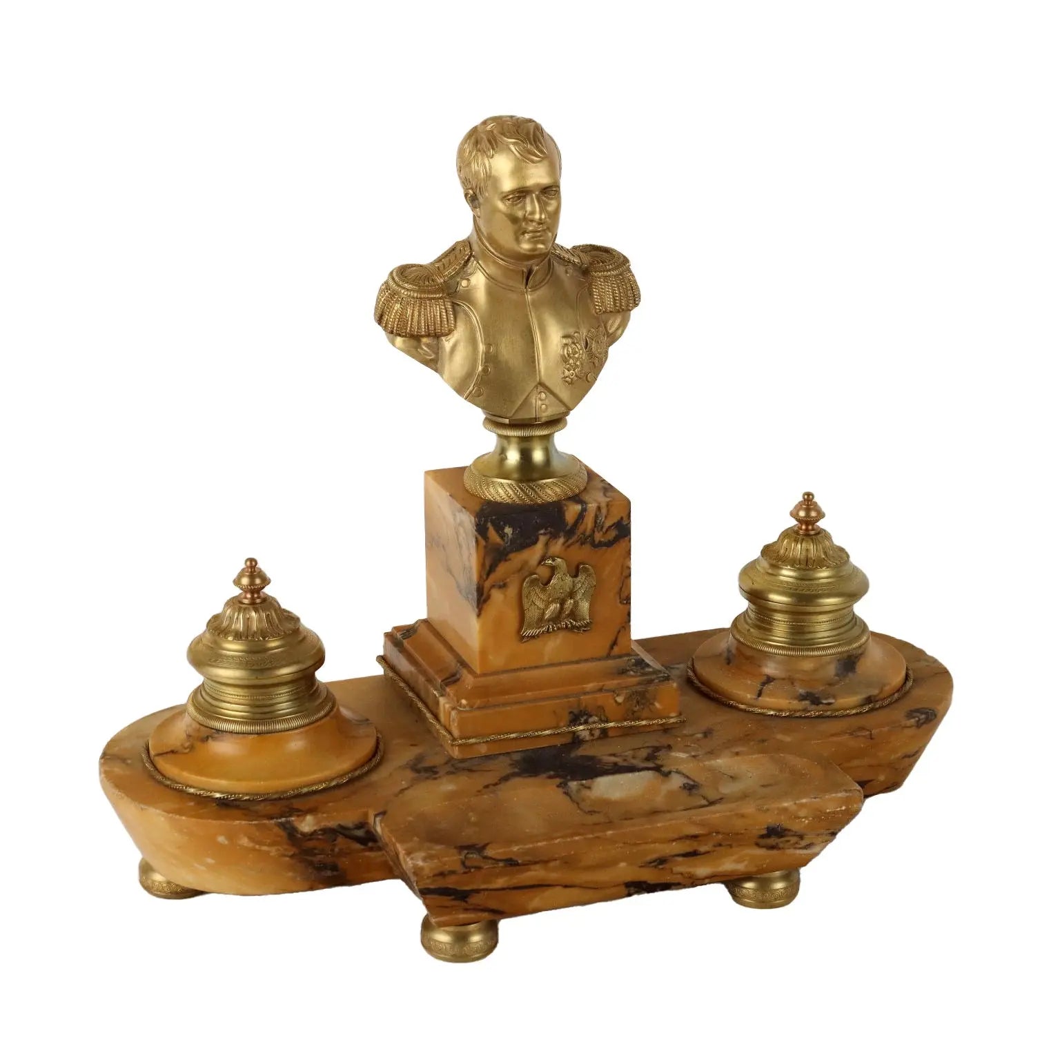 Inkwell in Yellow Marble and Gilded Bronze Italy XIX Century - Italy, Late XIX Century | Antiques | Fancy Goods