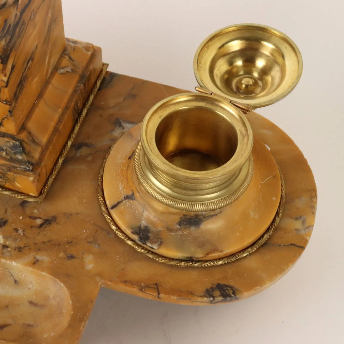 Inkwell in Yellow Marble and Gilded Bronze Italy XIX Century - Italy, Late XIX Century | Antiques | Fancy Goods