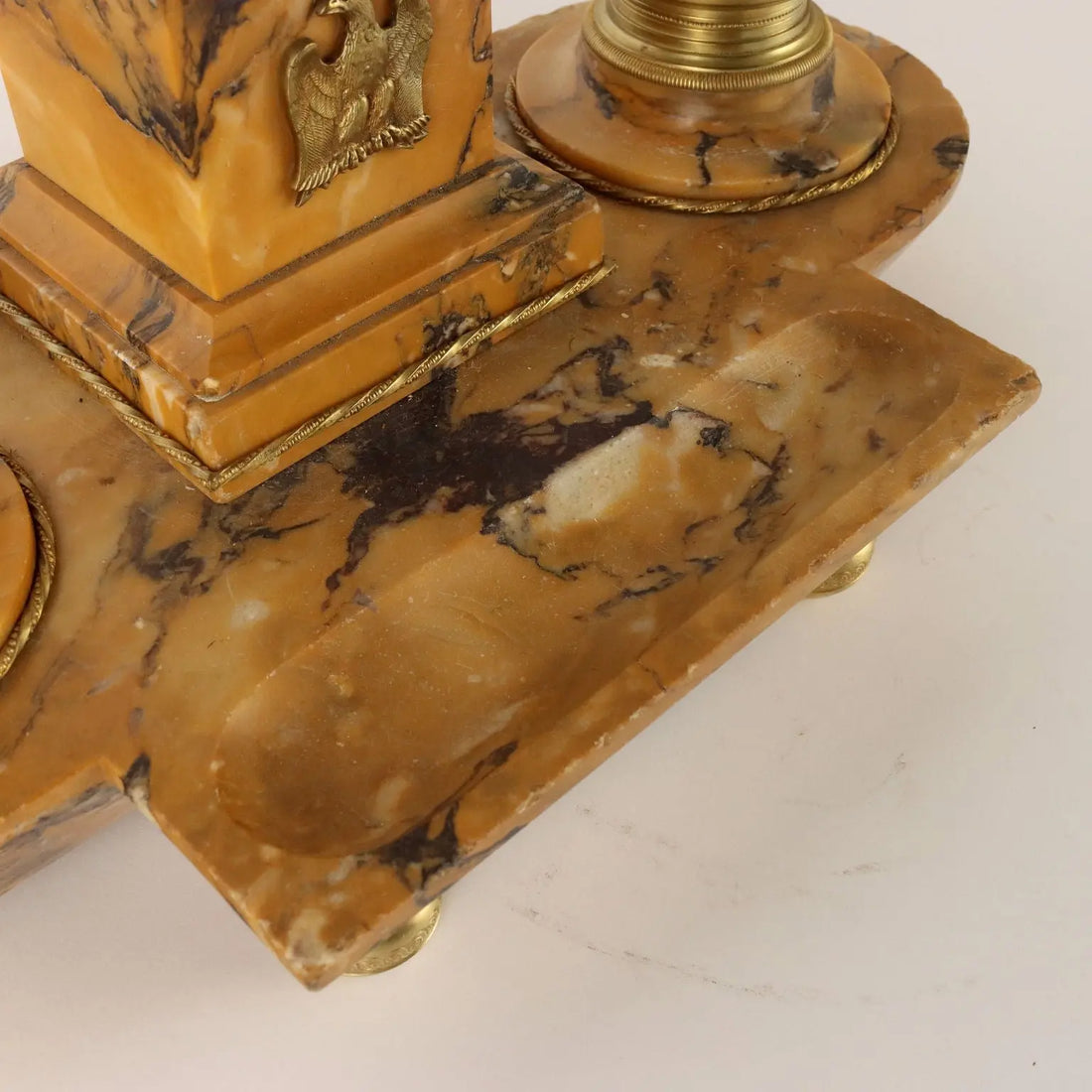 Inkwell in Yellow Marble and Gilded Bronze Italy XIX Century - Italy, Late XIX Century | Antiques | Fancy Goods