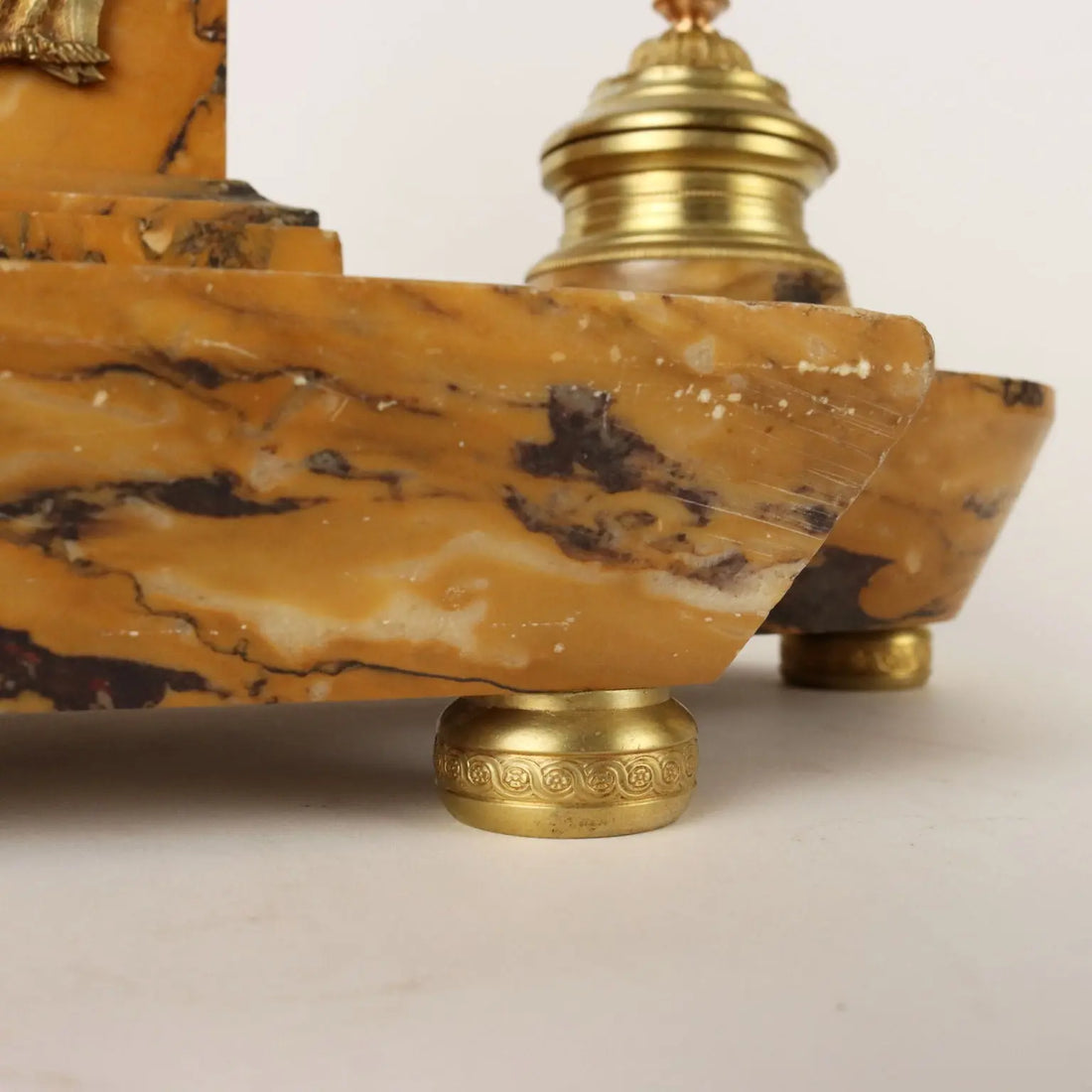 Inkwell in Yellow Marble and Gilded Bronze Italy XIX Century - Italy, Late XIX Century | Antiques | Fancy Goods