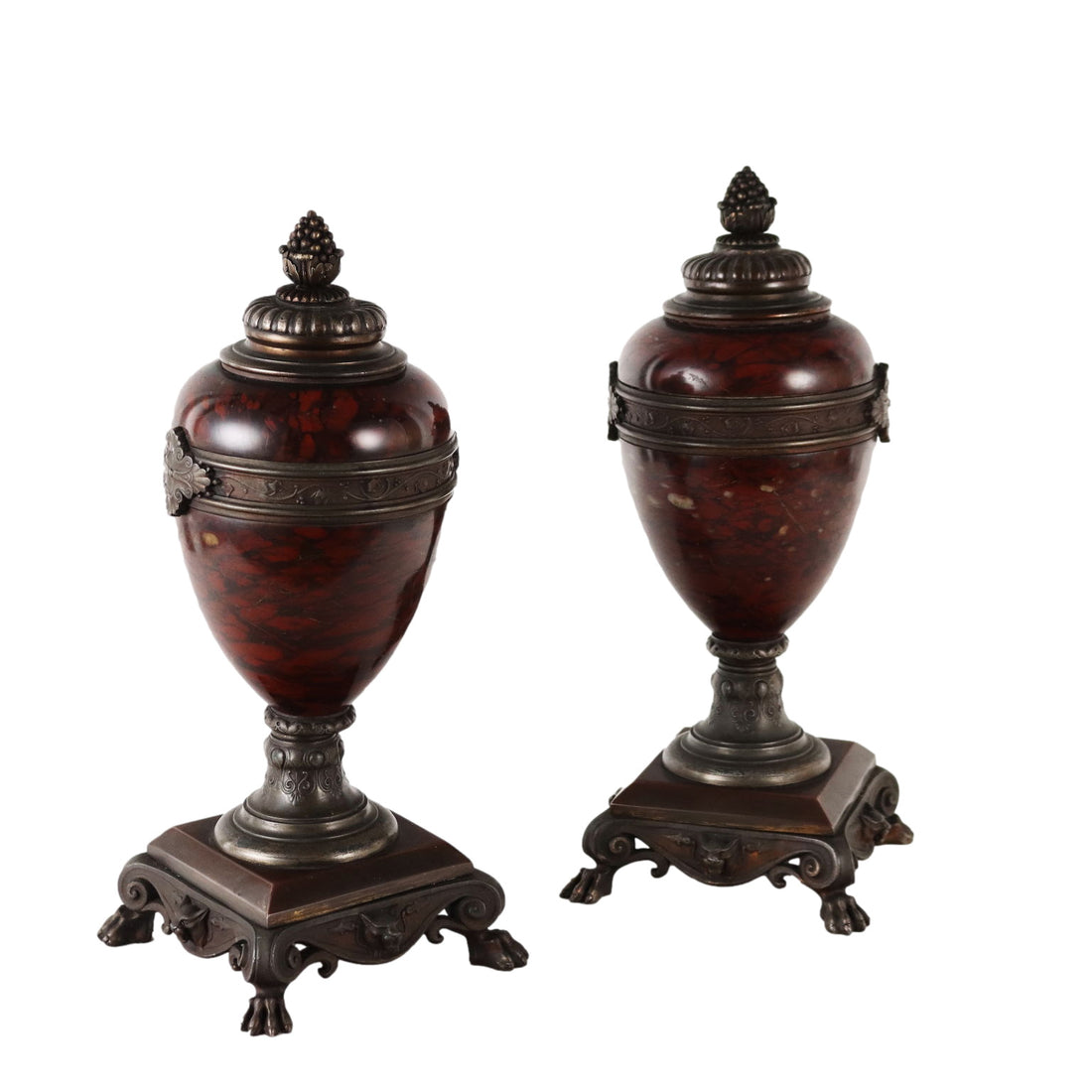 Pair of Vases Rouge Griotte Marble France XIX Century - France, Late XIX Century | Antiques  Fancy Goods