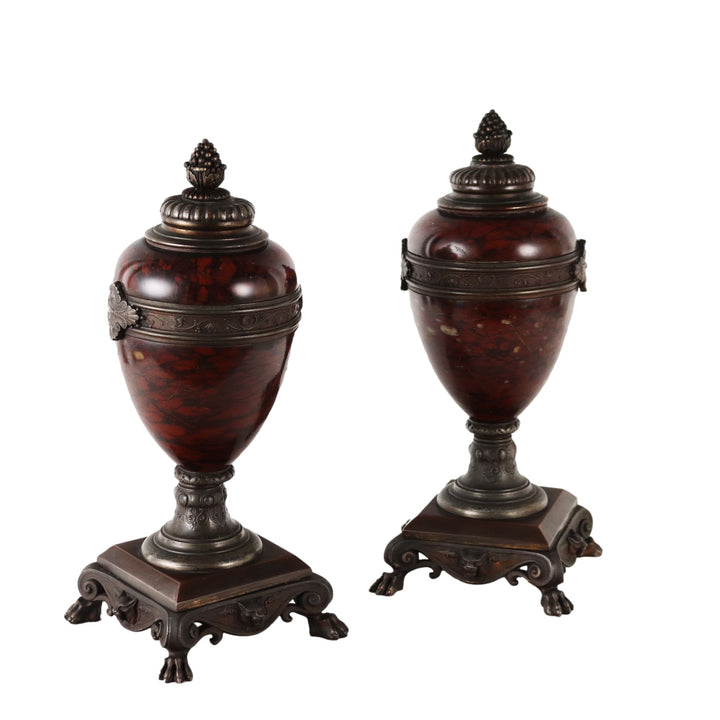 Pair of Vases Rouge Griotte Marble France XIX Century - France, Late XIX Century | Antiques  Fancy Goods