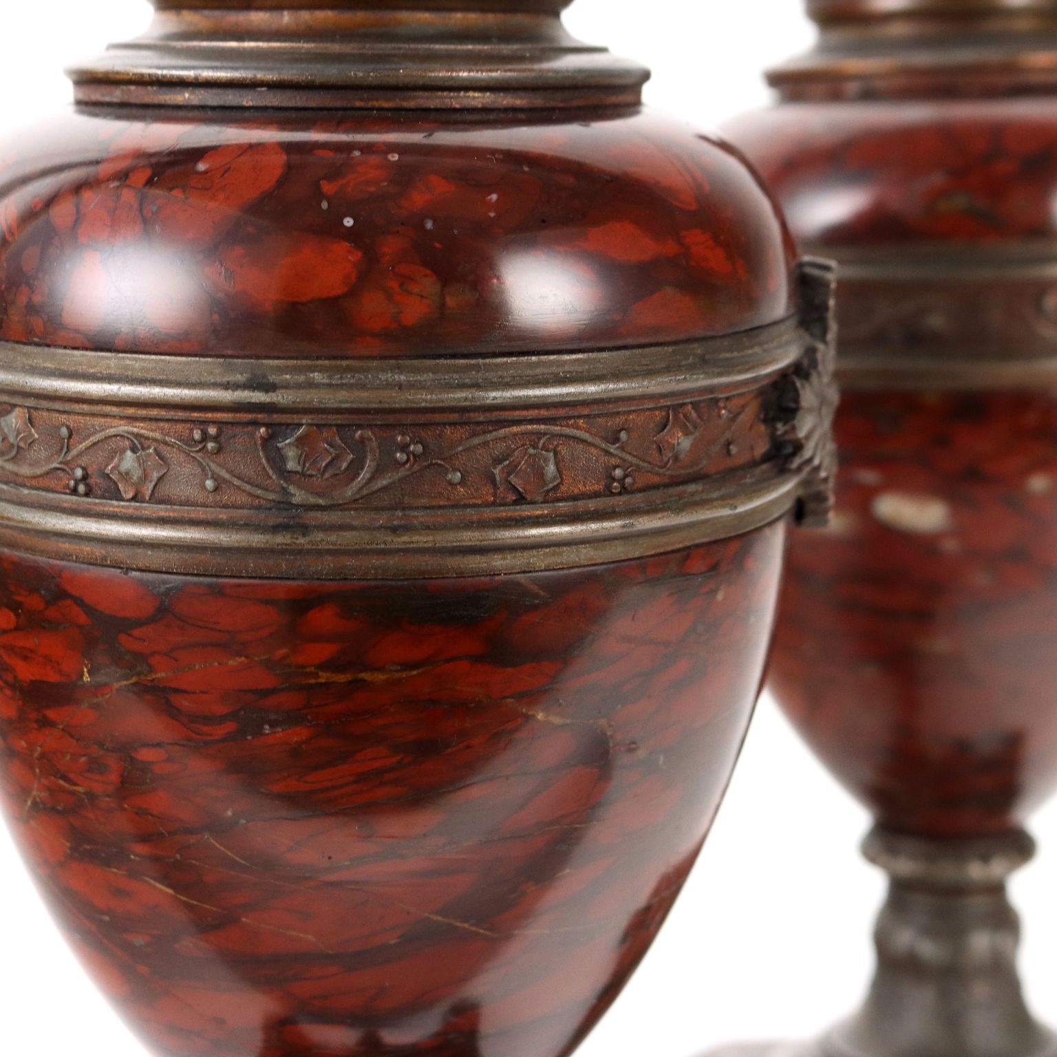 Pair of Vases Rouge Griotte Marble France XIX Century - France, Late XIX Century | Antiques  Fancy Goods