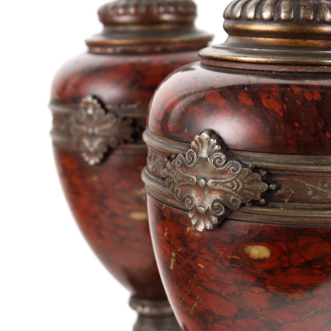 Pair of Vases Rouge Griotte Marble France XIX Century - France, Late XIX Century | Antiques  Fancy Goods