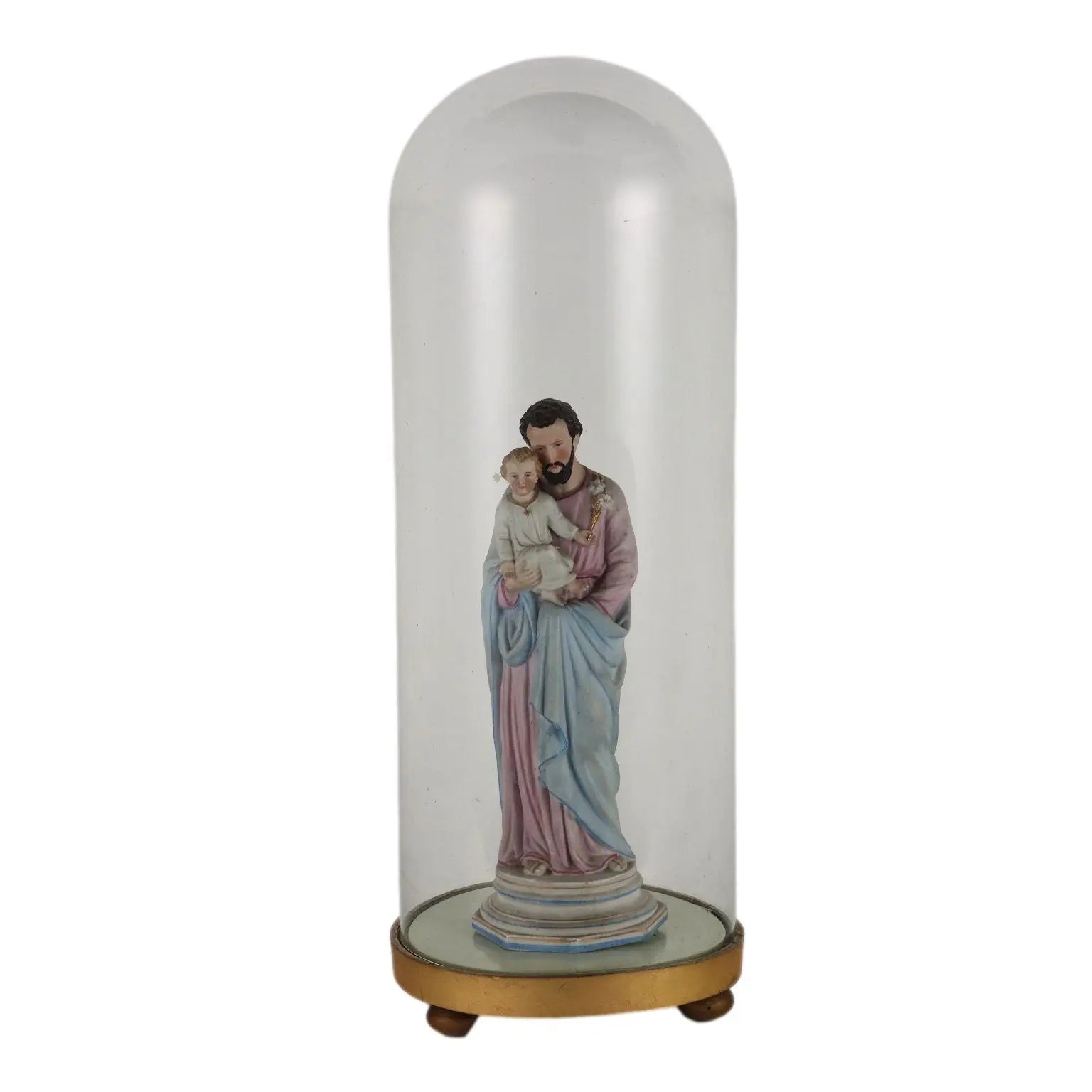 Ancient Sculpture St. Joseph in Case Italy '900 Colored Porcelain - Italy, Early XX Century | Antiques | Fancy Goods