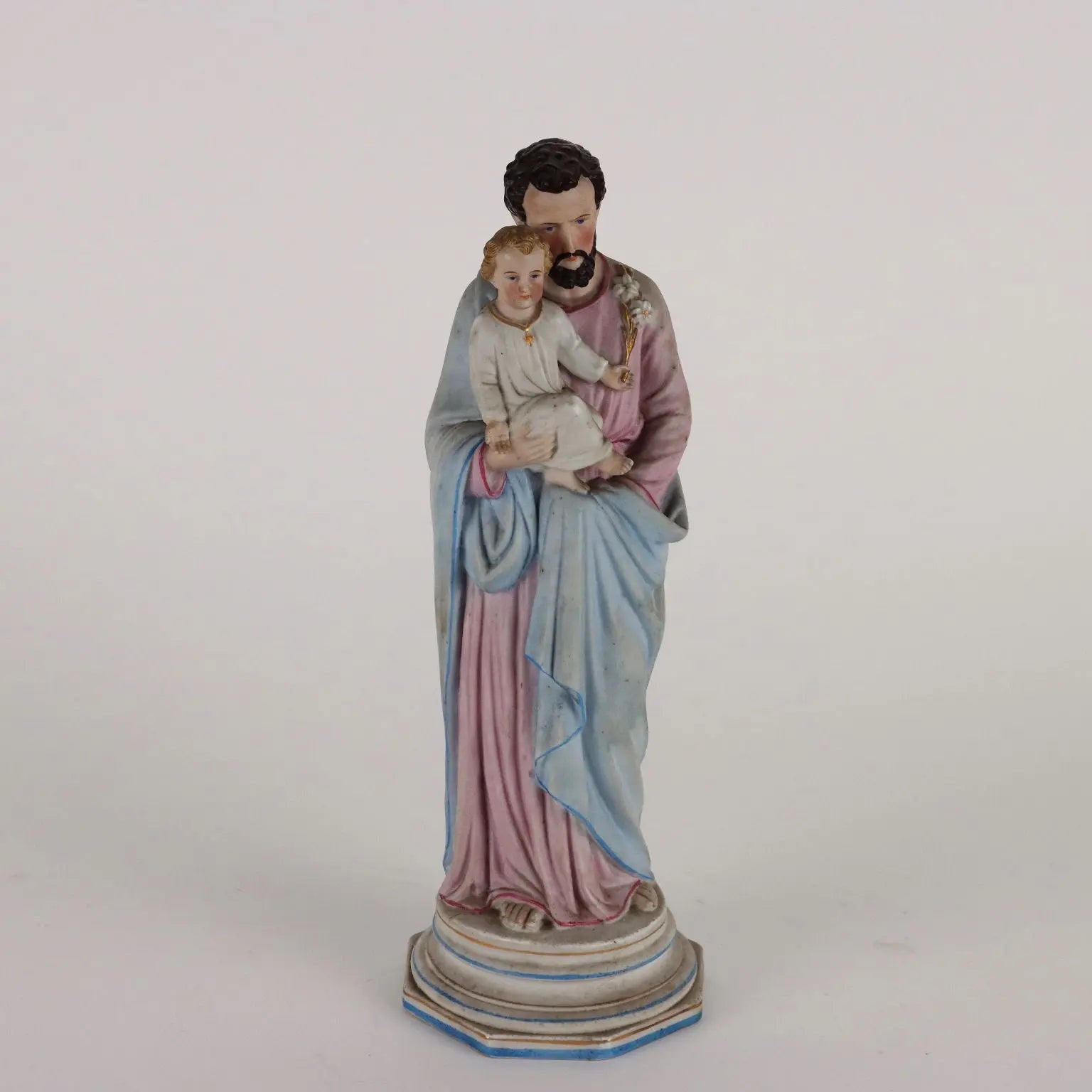 Ancient Sculpture St. Joseph in Case Italy '900 Colored Porcelain - Italy, Early XX Century | Antiques | Fancy Goods
