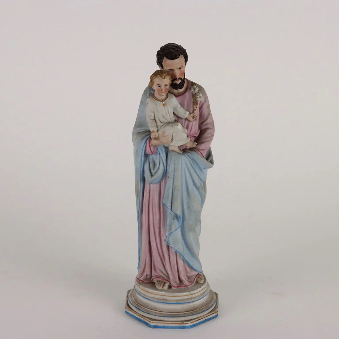 Ancient Sculpture St. Joseph in Case Italy '900 Colored Porcelain - Italy, Early XX Century | Antiques | Fancy Goods