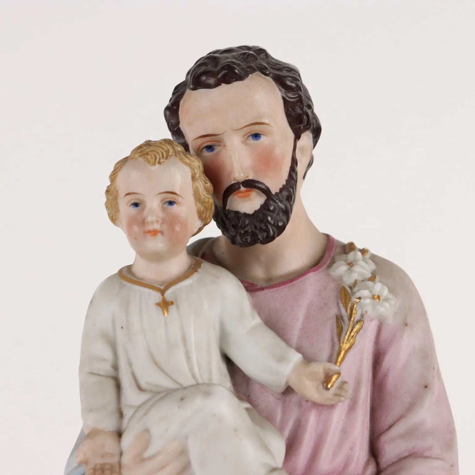 Ancient Sculpture St. Joseph in Case Italy '900 Colored Porcelain - Italy, Early XX Century | Antiques | Fancy Goods