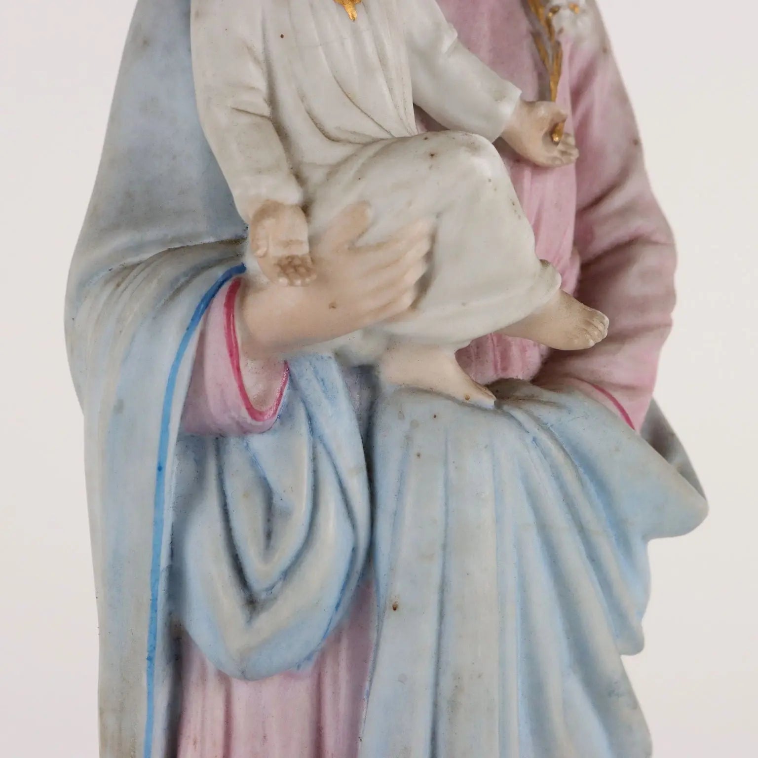 Ancient Sculpture St. Joseph in Case Italy '900 Colored Porcelain - Italy, Early XX Century | Antiques | Fancy Goods