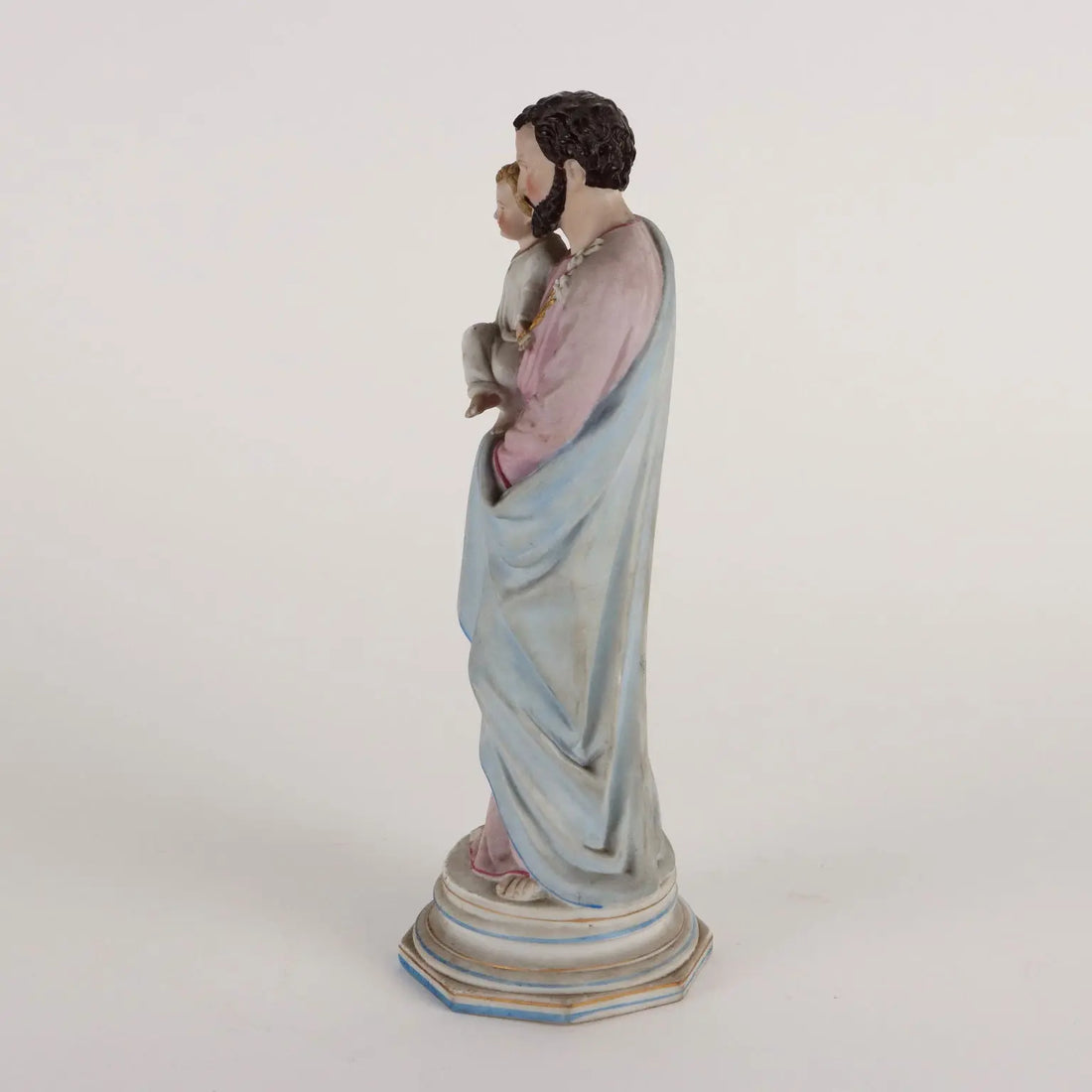 Ancient Sculpture St. Joseph in Case Italy '900 Colored Porcelain - Italy, Early XX Century | Antiques | Fancy Goods
