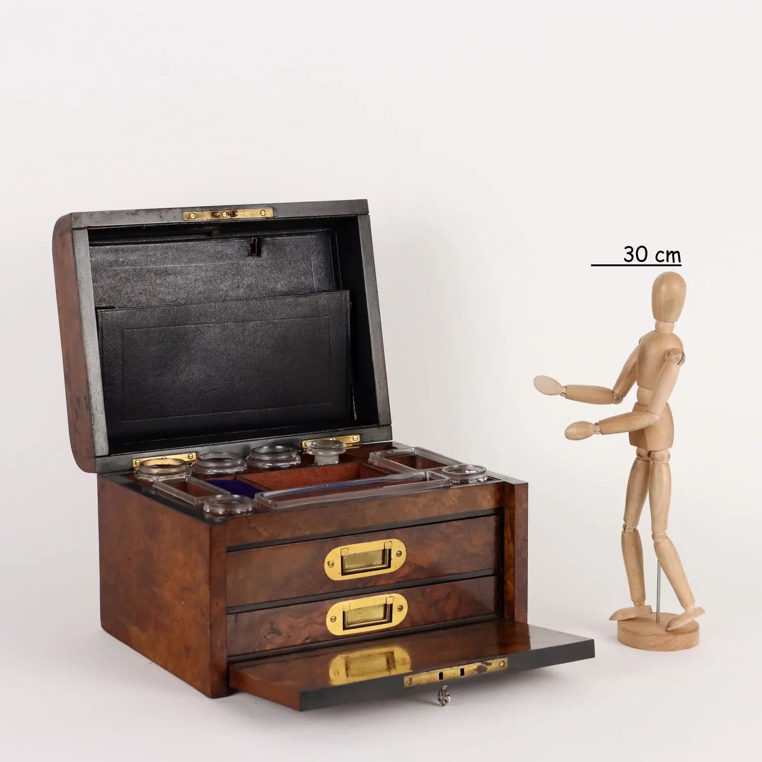 Ancient Lady's Box England '800 Briar Glass Flasks Velvet - England, Late XIX Century | Antiques | Fancy Goods