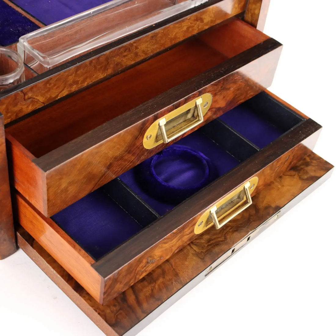 Ancient Lady's Box England '800 Briar Glass Flasks Velvet - England, Late XIX Century | Antiques | Fancy Goods