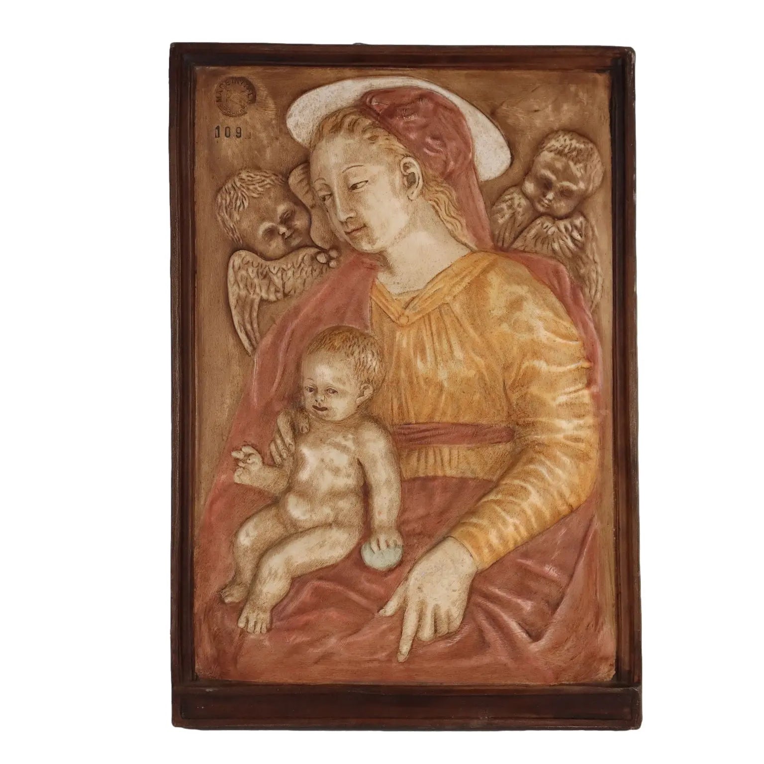 Ancient Sculpture Virgin Mary Italy '900 Painting Bas-Relief Plaster - Italy, XX Century | Antiques | Fancy Goods