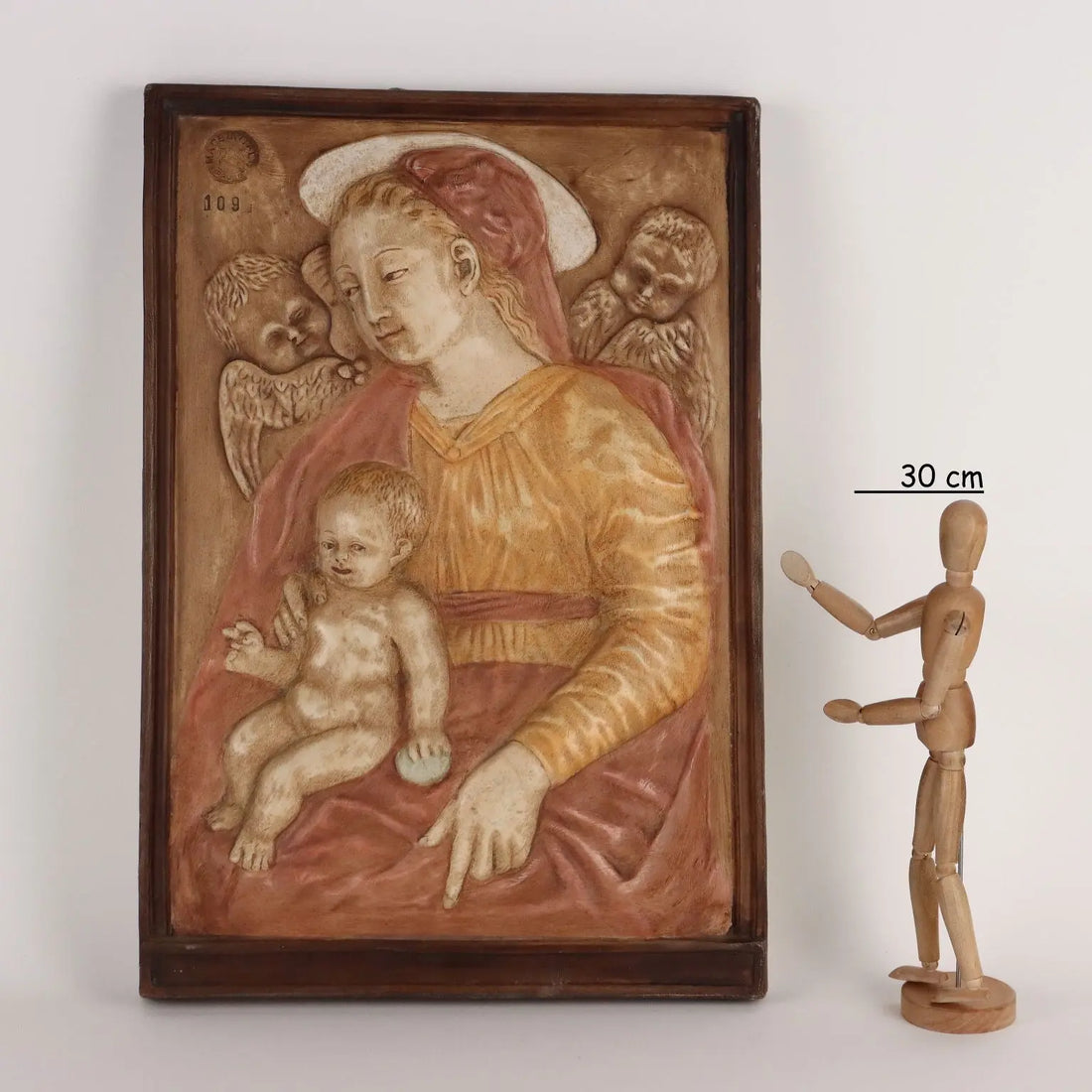Ancient Sculpture Virgin Mary Italy '900 Painting Bas-Relief Plaster - Italy, XX Century | Antiques | Fancy Goods