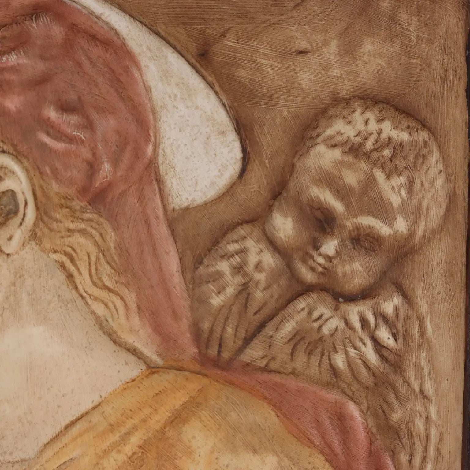 Ancient Sculpture Virgin Mary Italy '900 Painting Bas-Relief Plaster - Italy, XX Century | Antiques | Fancy Goods