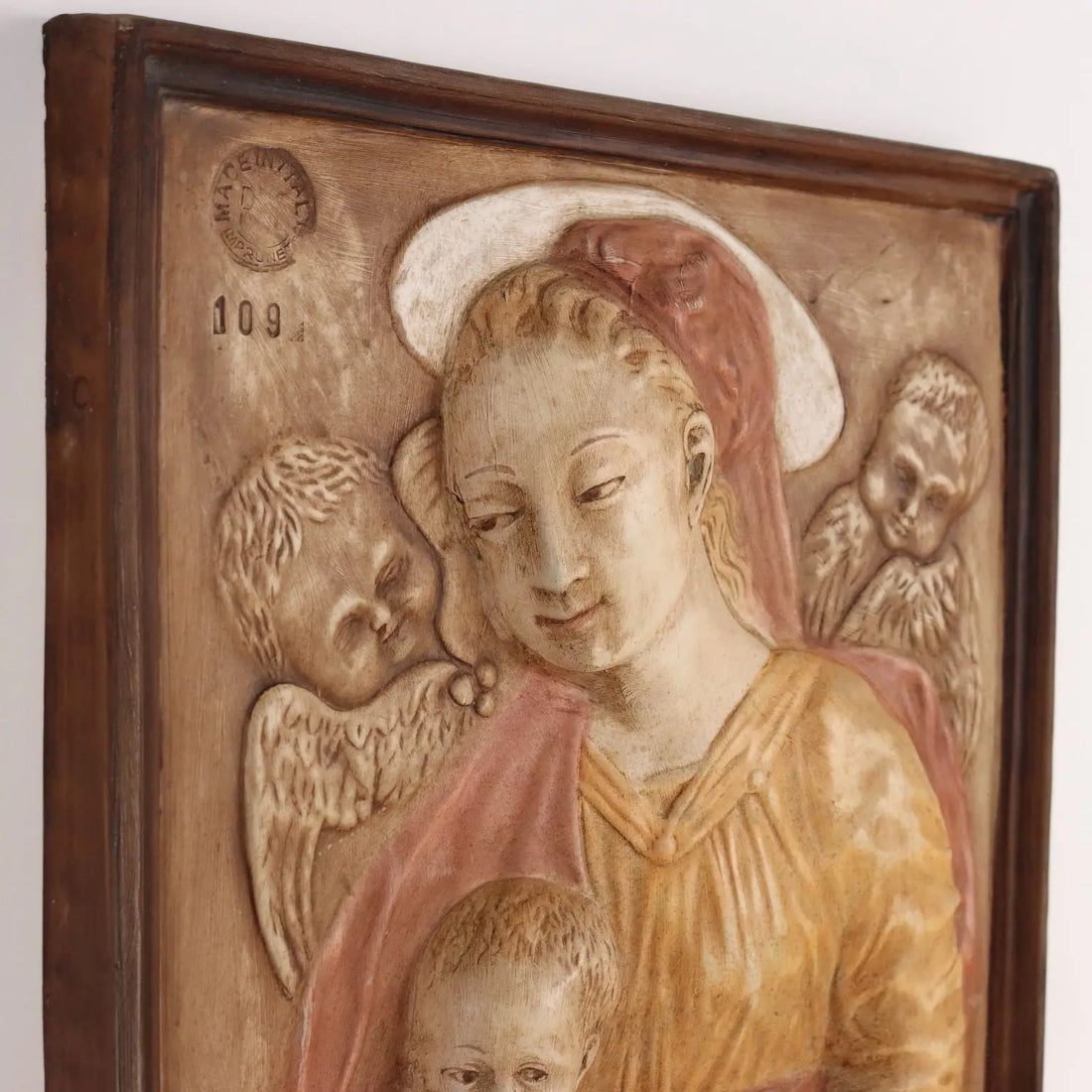 Ancient Sculpture Virgin Mary Italy '900 Painting Bas-Relief Plaster - Italy, XX Century | Antiques | Fancy Goods