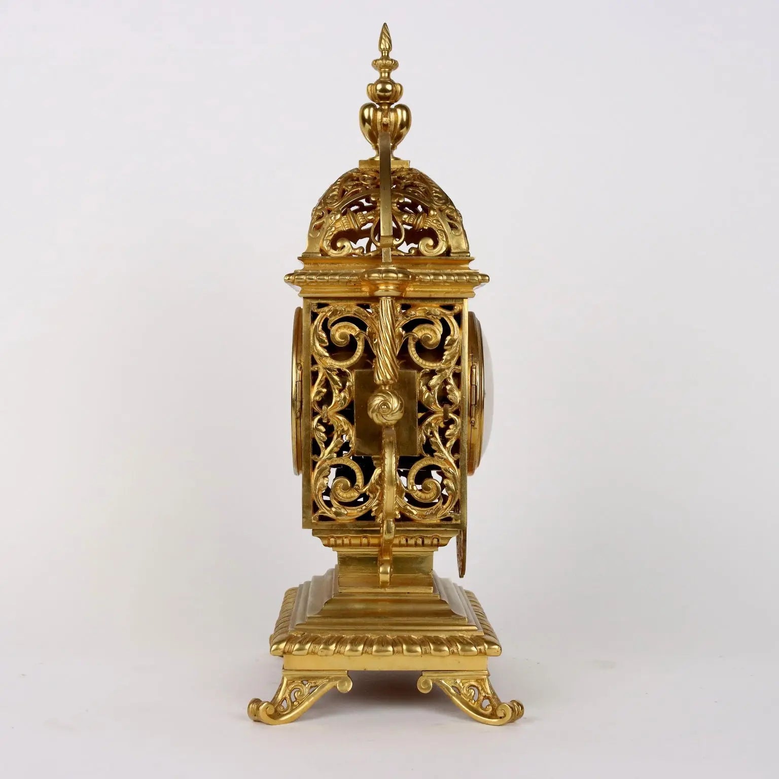 Tryptich Ancient Clock Eclectism '800 Gilded Bronze Plants Motifs - France, Eclecticism (1870-1890) | Antiques | Fancy Goods