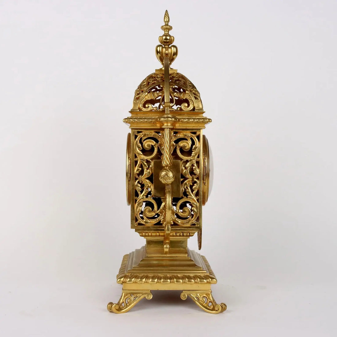 Tryptich Ancient Clock Eclectism '800 Gilded Bronze Plants Motifs - France, Eclecticism (1870-1890) | Antiques | Fancy Goods