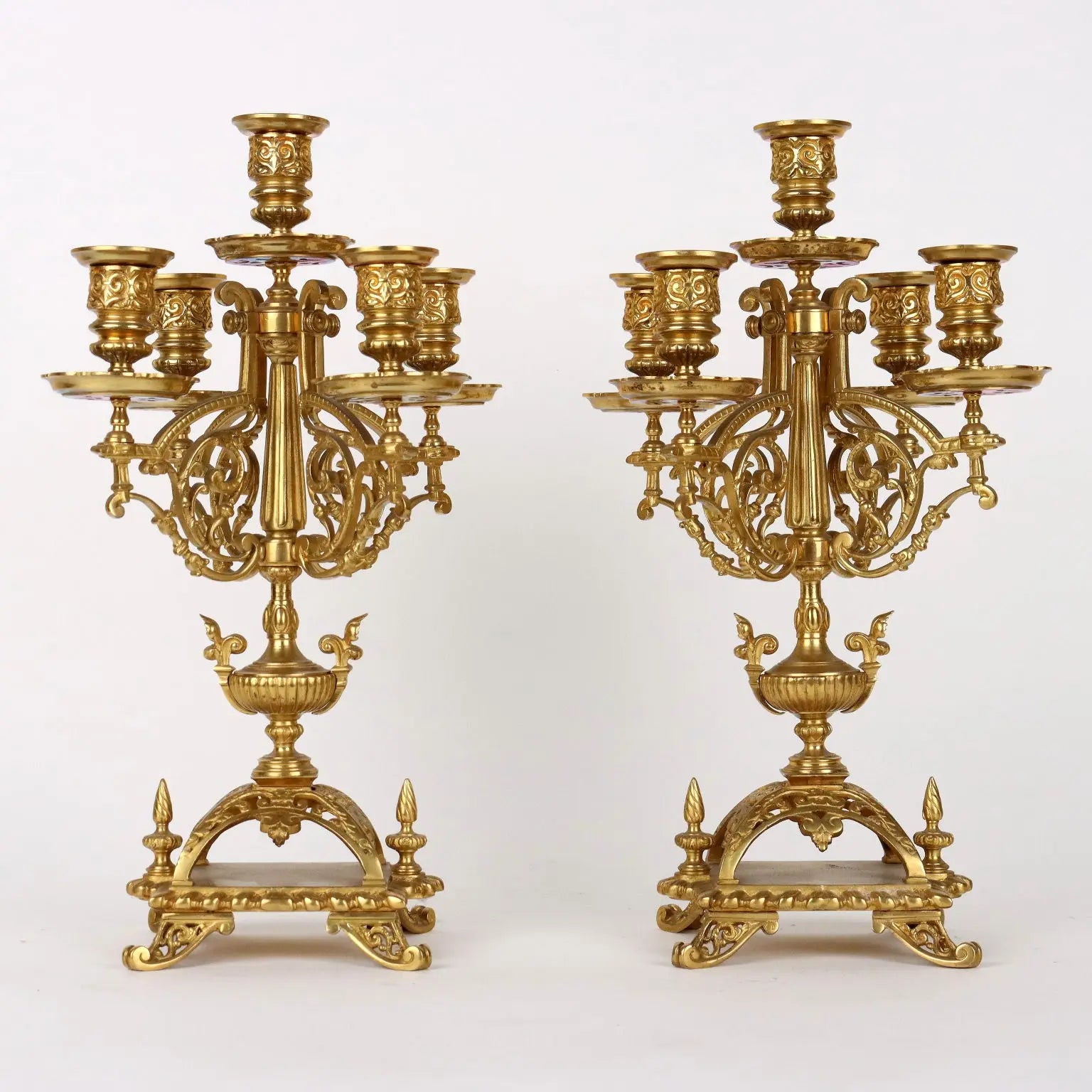 Tryptich Ancient Clock Eclectism '800 Gilded Bronze Plants Motifs - France, Eclecticism (1870-1890) | Antiques | Fancy Goods
