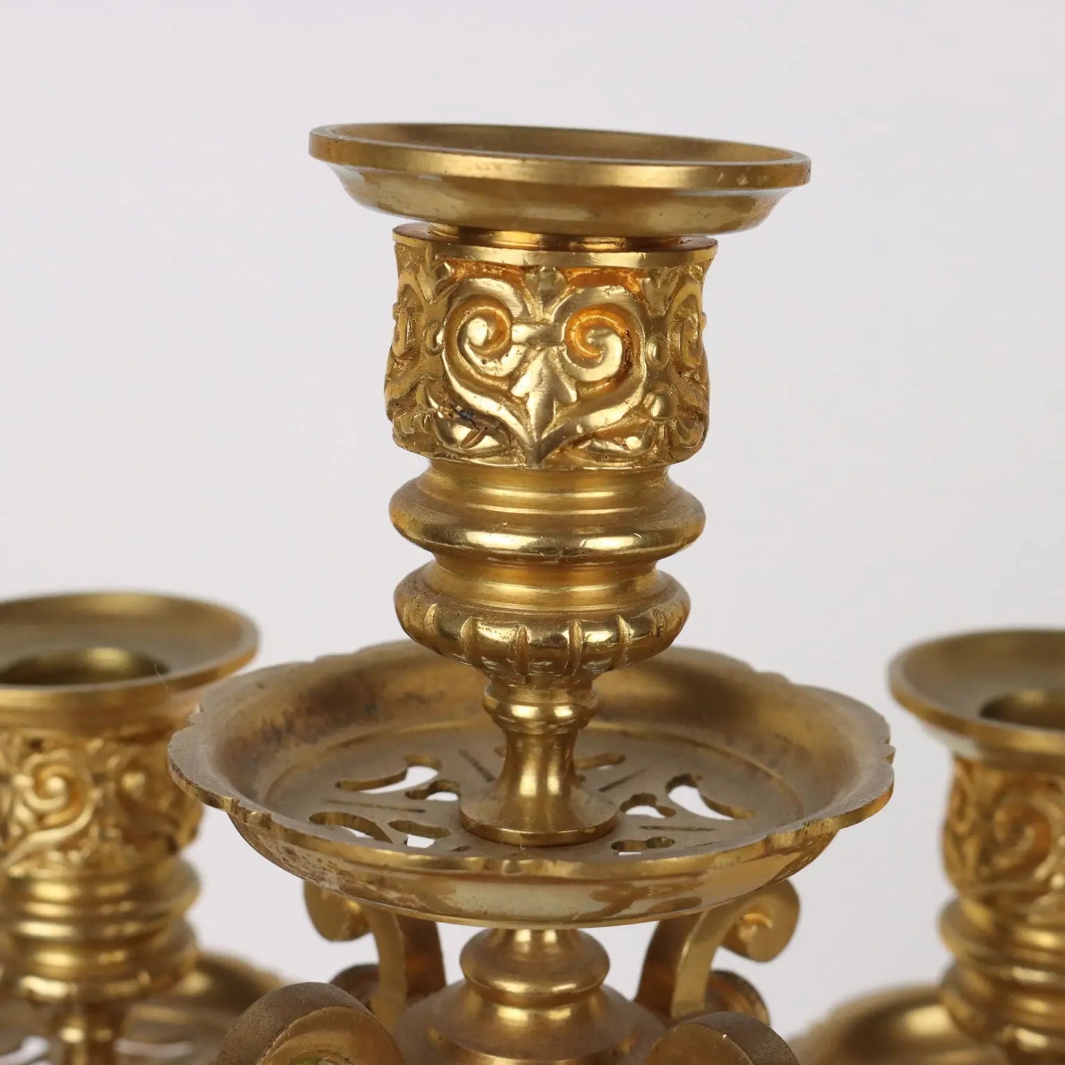 Tryptich Ancient Clock Eclectism '800 Gilded Bronze Plants Motifs - France, Eclecticism (1870-1890) | Antiques | Fancy Goods