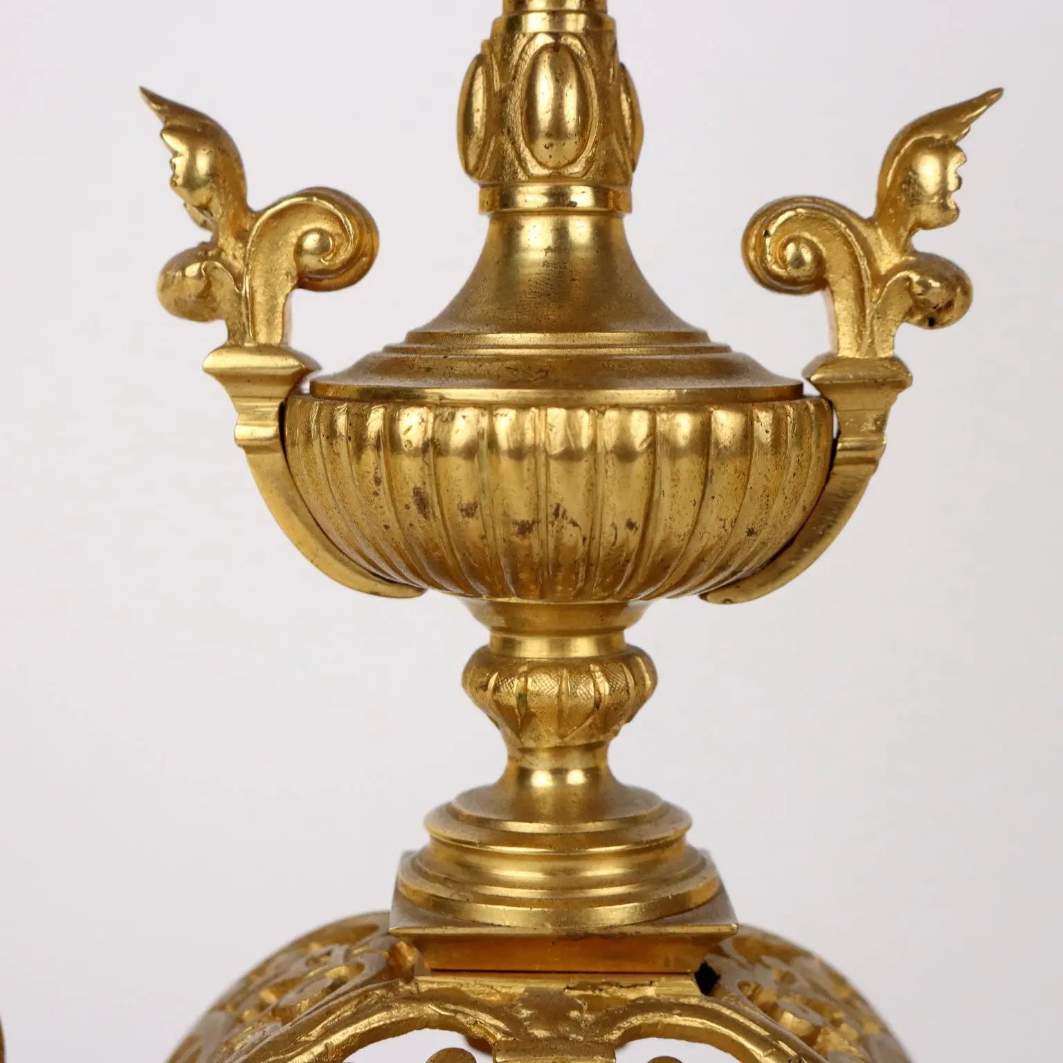 Tryptich Ancient Clock Eclectism '800 Gilded Bronze Plants Motifs - France, Eclecticism (1870-1890) | Antiques | Fancy Goods