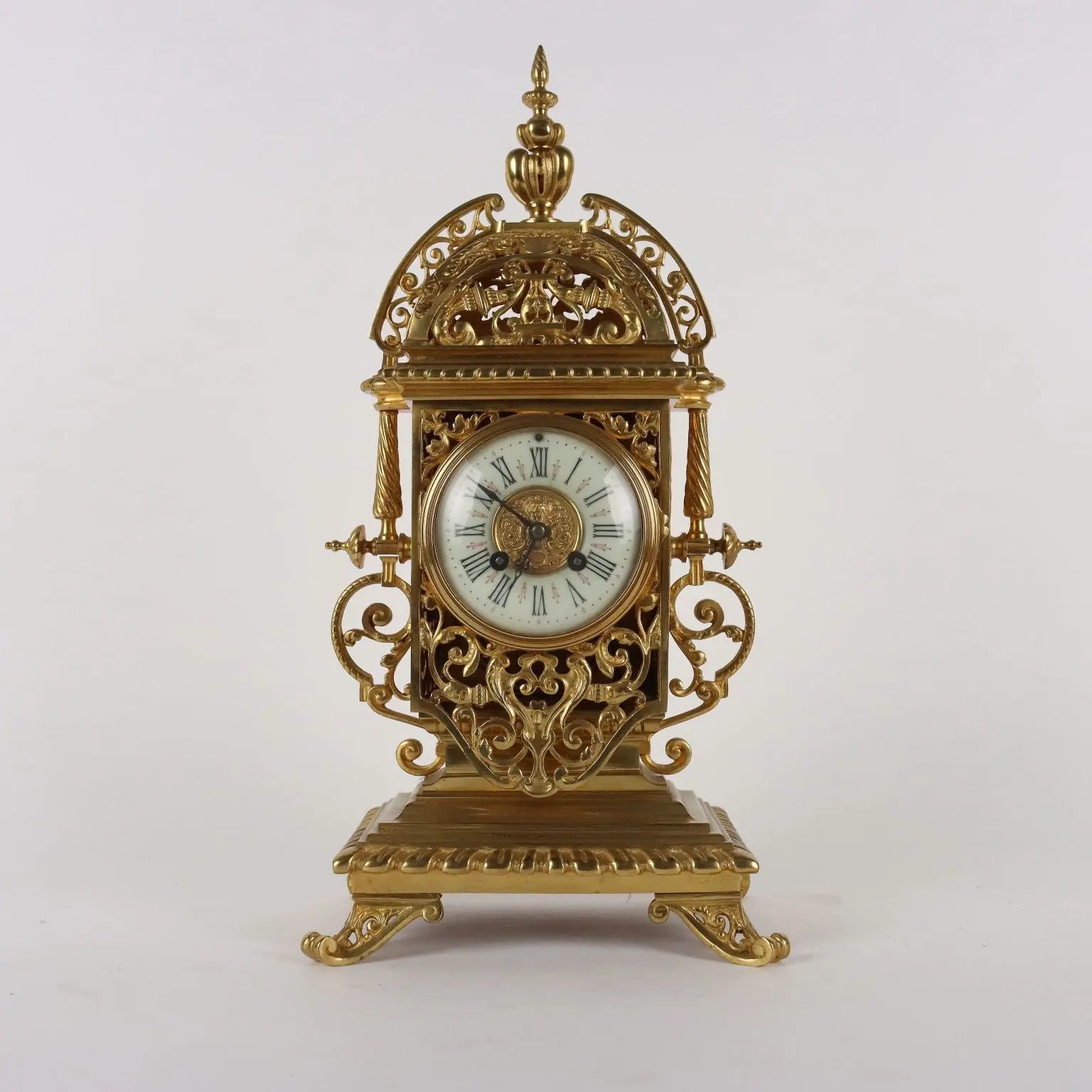 Tryptich Ancient Clock Eclectism '800 Gilded Bronze Plants Motifs - France, Eclecticism (1870-1890) | Antiques | Fancy Goods