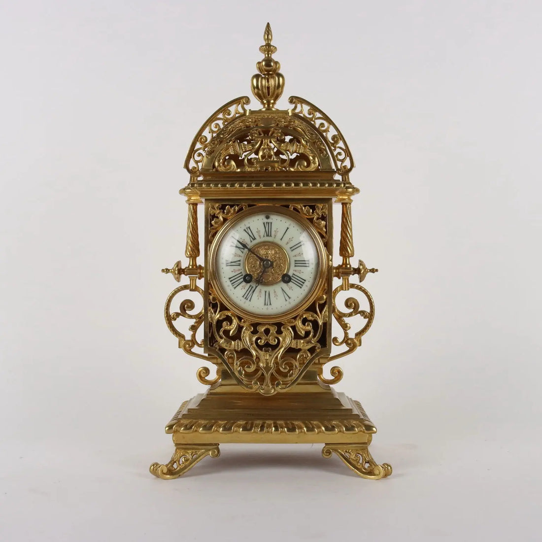 Tryptich Ancient Clock Eclectism '800 Gilded Bronze Plants Motifs - France, Eclecticism (1870-1890) | Antiques | Fancy Goods