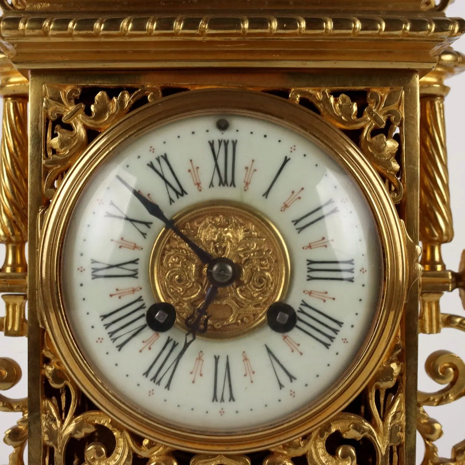 Tryptich Ancient Clock Eclectism '800 Gilded Bronze Plants Motifs - France, Eclecticism (1870-1890) | Antiques | Fancy Goods