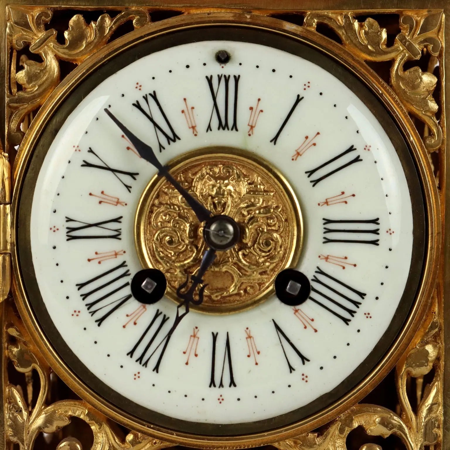 Tryptich Ancient Clock Eclectism '800 Gilded Bronze Plants Motifs - France, Eclecticism (1870-1890) | Antiques | Fancy Goods