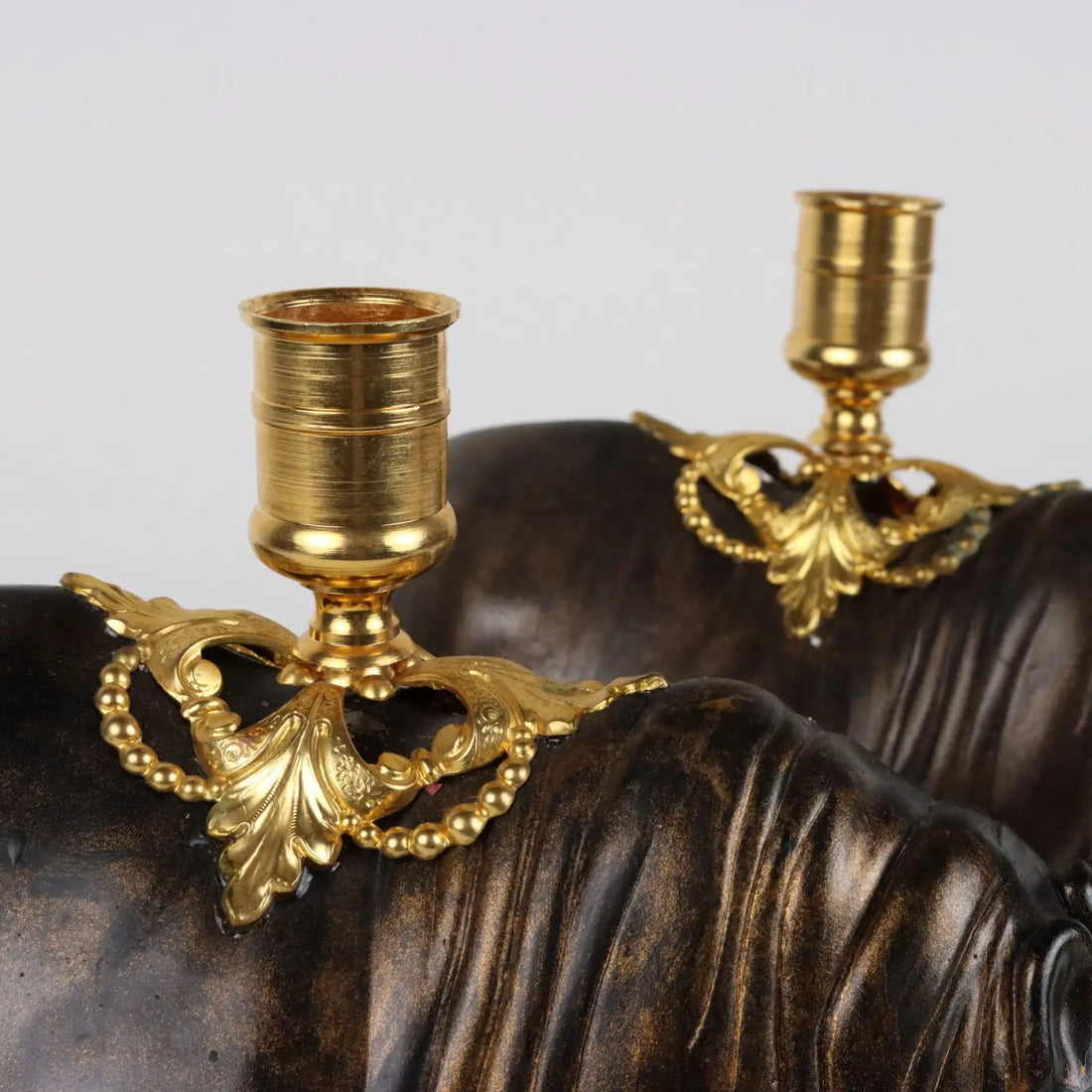 Pair of Rhinoceroses Candle-Holder J. Luc Maisiere '900 Plaster - France, XX-XXI Century | Antiques | Fancy Goods