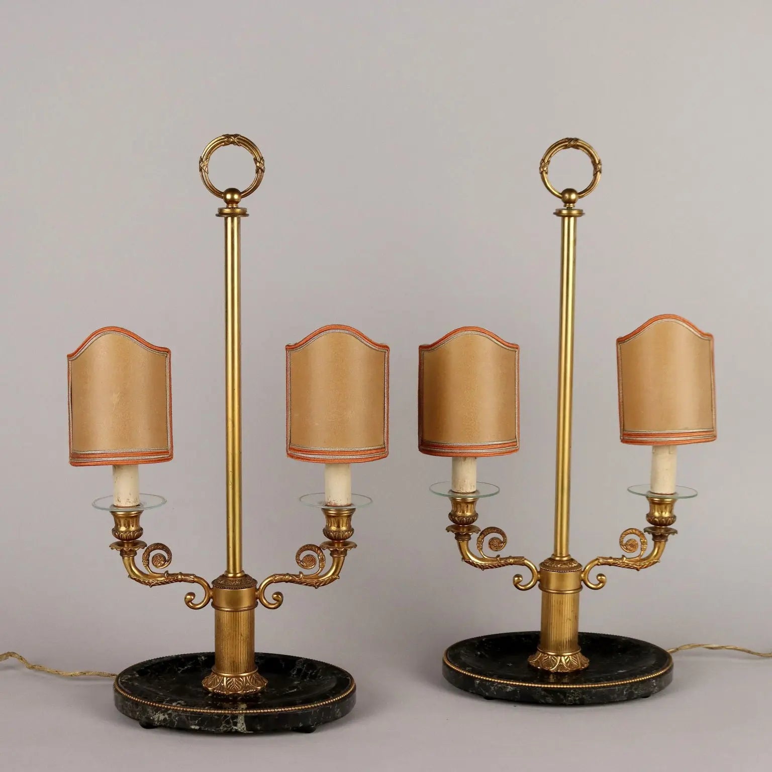 Vintage Table Lamps First Half '900 Gilded Bronze Marble Lamps - Europe First Half of the 20th Century | Antiques | Fancy Goods