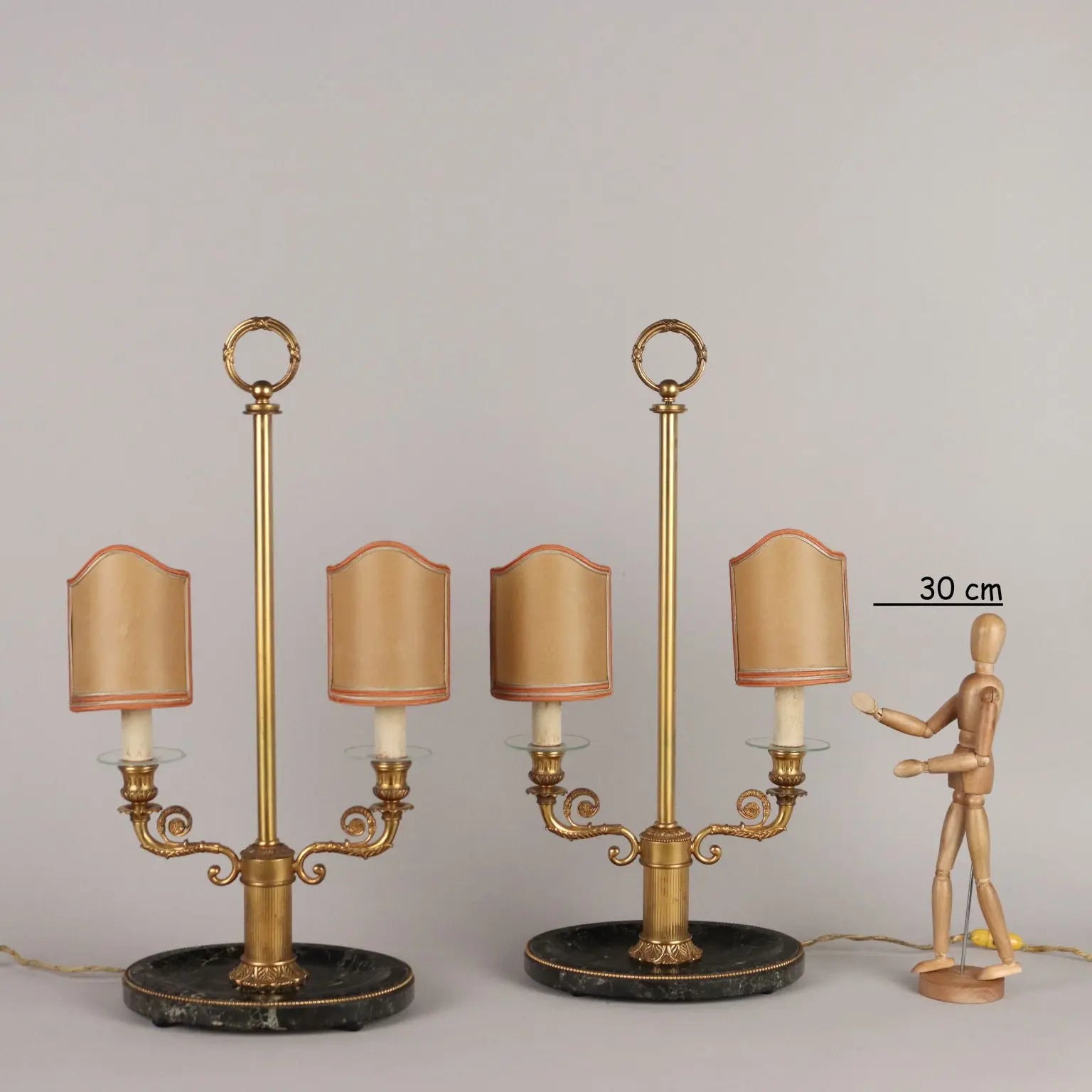 Vintage Table Lamps First Half '900 Gilded Bronze Marble Lamps - Europe First Half of the 20th Century | Antiques | Fancy Goods