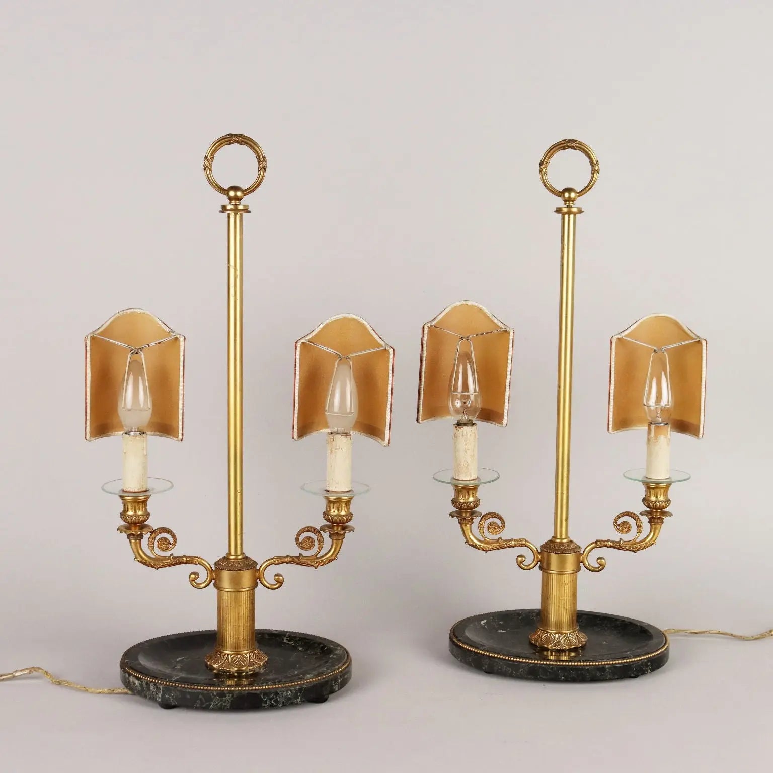 Vintage Table Lamps First Half '900 Gilded Bronze Marble Lamps - Europe First Half of the 20th Century | Antiques | Fancy Goods